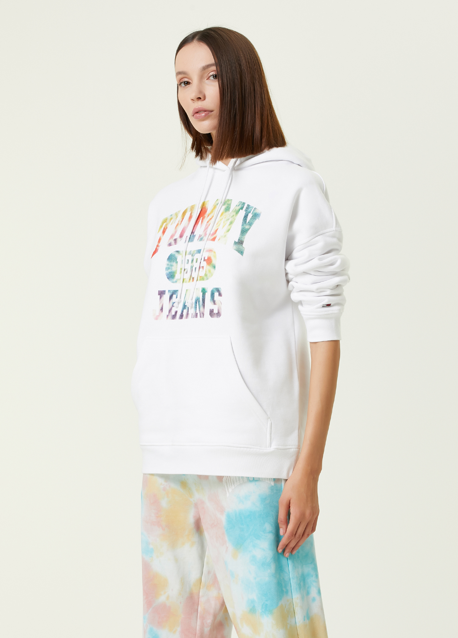 Beymen Oversized Beyaz Kapüşonlu Logolu Sweatshirt. 1