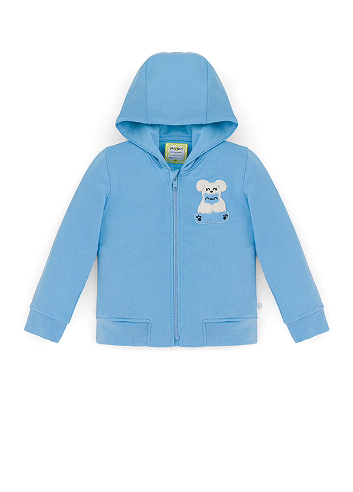 Bebek Mavisi Fermuarlı Kapüşonlu Ses Çıkaran Unisex Çocuk Sweatshirt