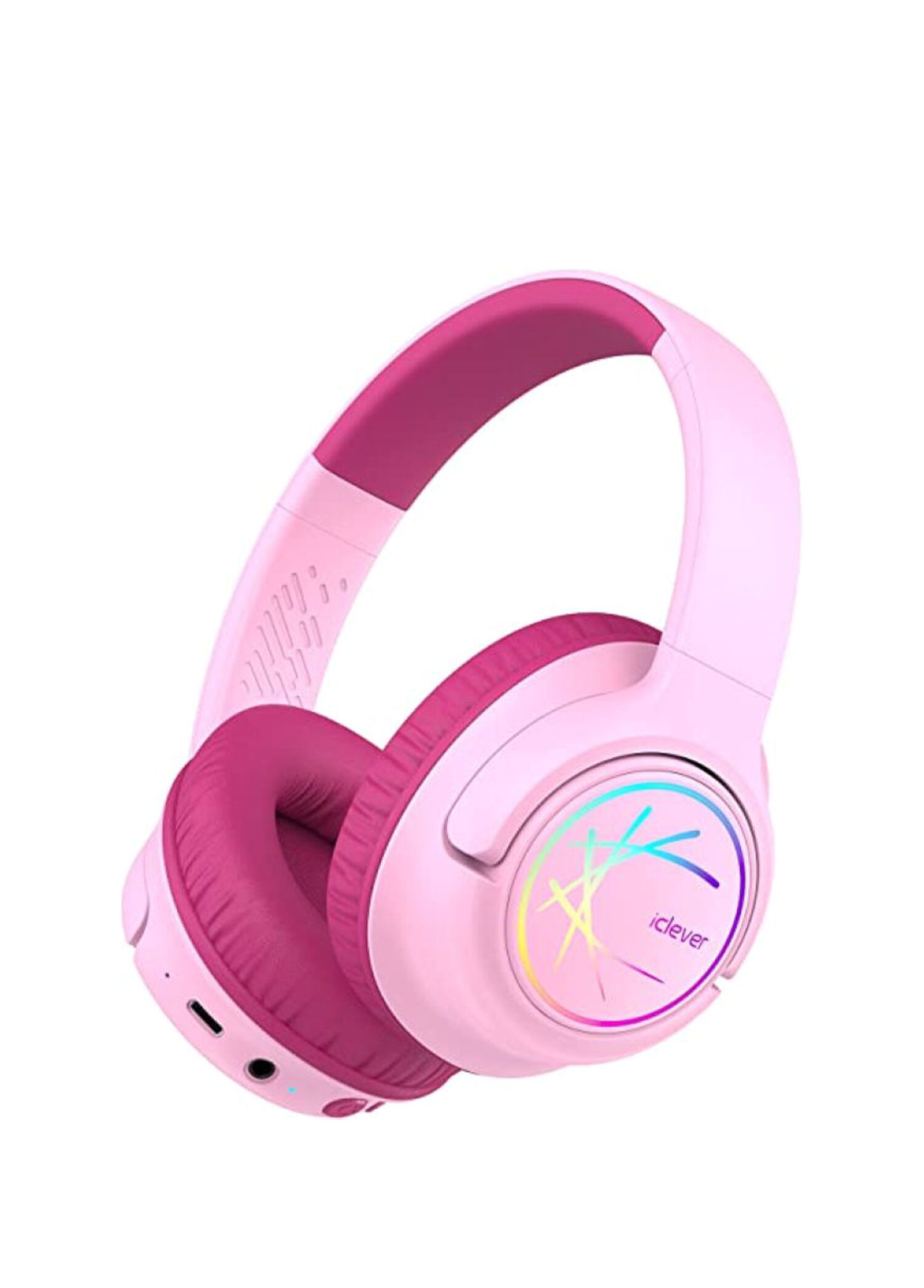 BTH18 LED Işıklı Pembe Unisex Çocuk Kulak Üstü Bluetooth Kulaklık