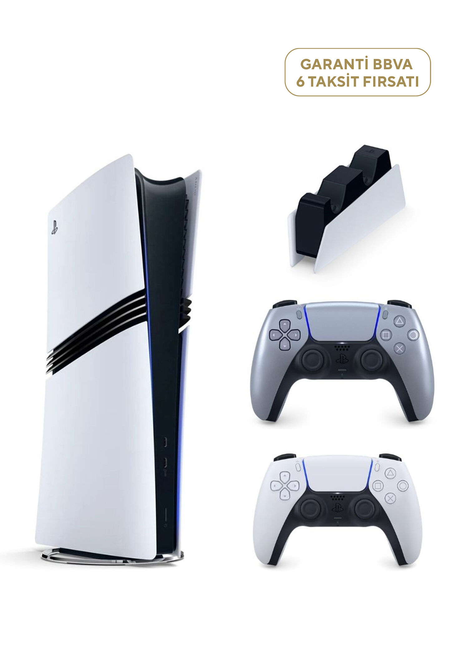 Playstation 5 Pro 2TB Oyun Konsolu + 2. PS5 Kol Sterling Silver + PS5 Şarj İstasyonu