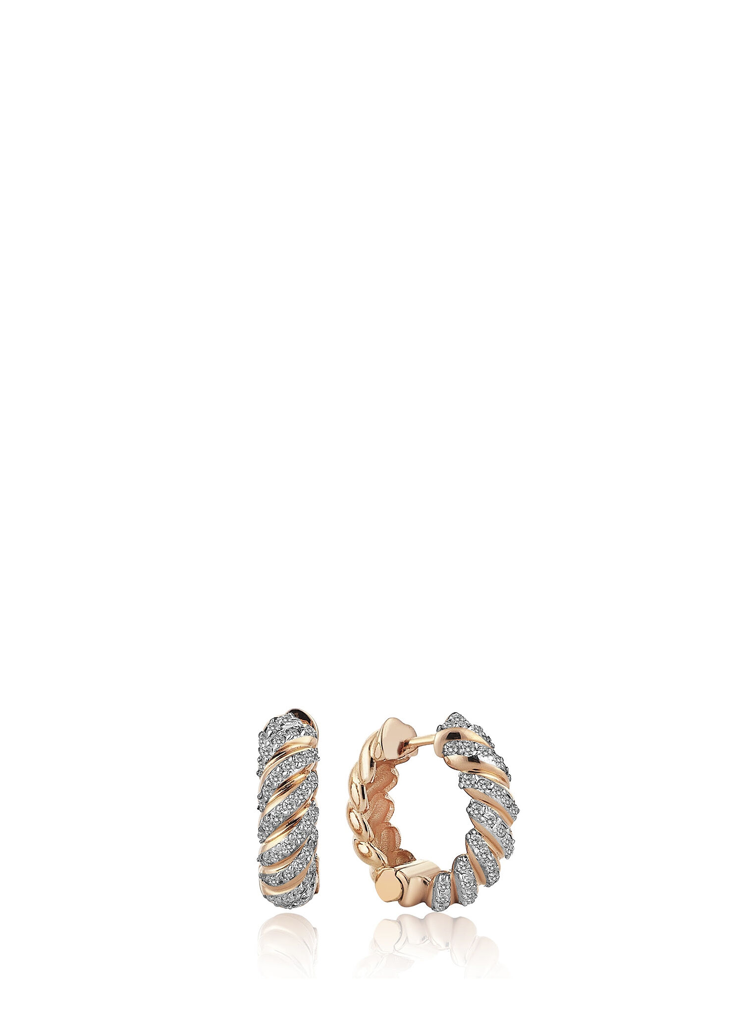 Sir Mon Cher Full White 14 Ayar Rose Gold Kadın Pırlanta Küpe