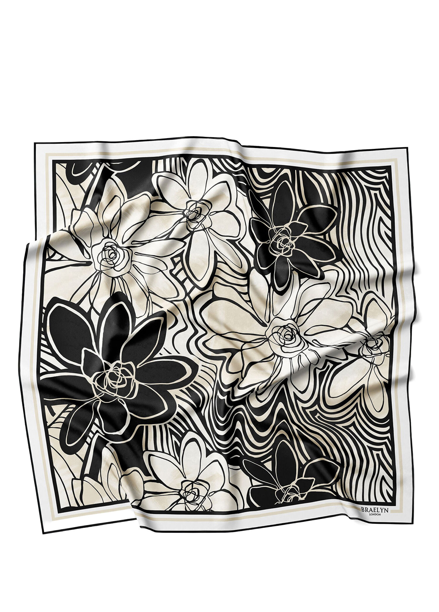 Monochrome Bloom Twill İpek Kadın Eşarp