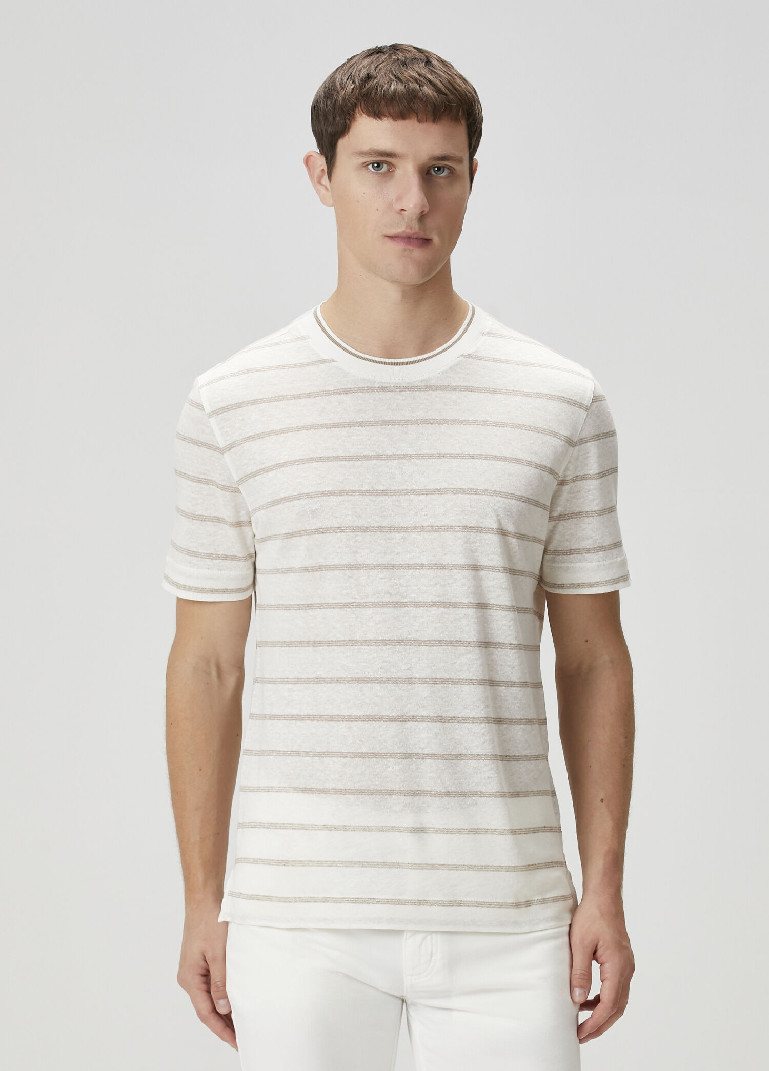 Çizgili Keten T-shirt