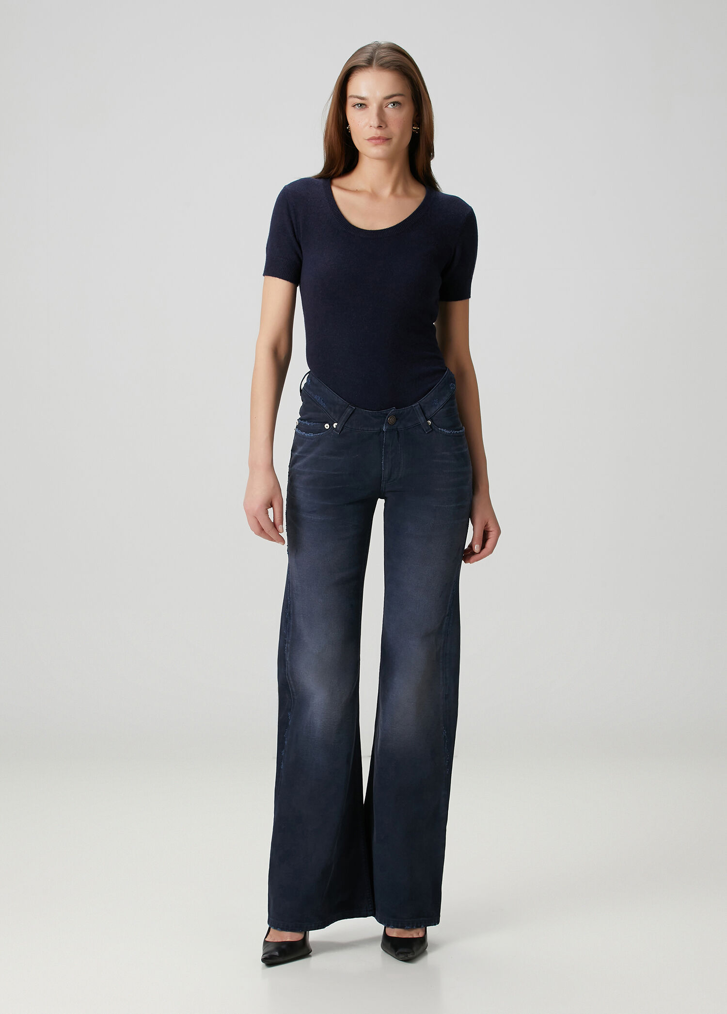 Lacivert Curved Jean Pantolon