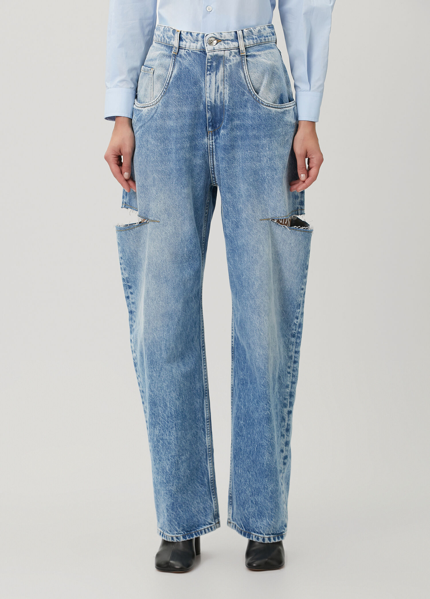 Maison Margiela Mavi Kadın Mavi Kesim Detaylı Jean Pantolon