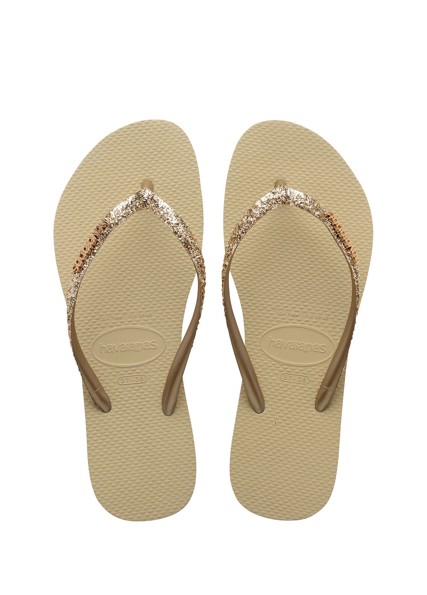 Slim Glitter Gold Unisex Çocuk Plaj Terliği