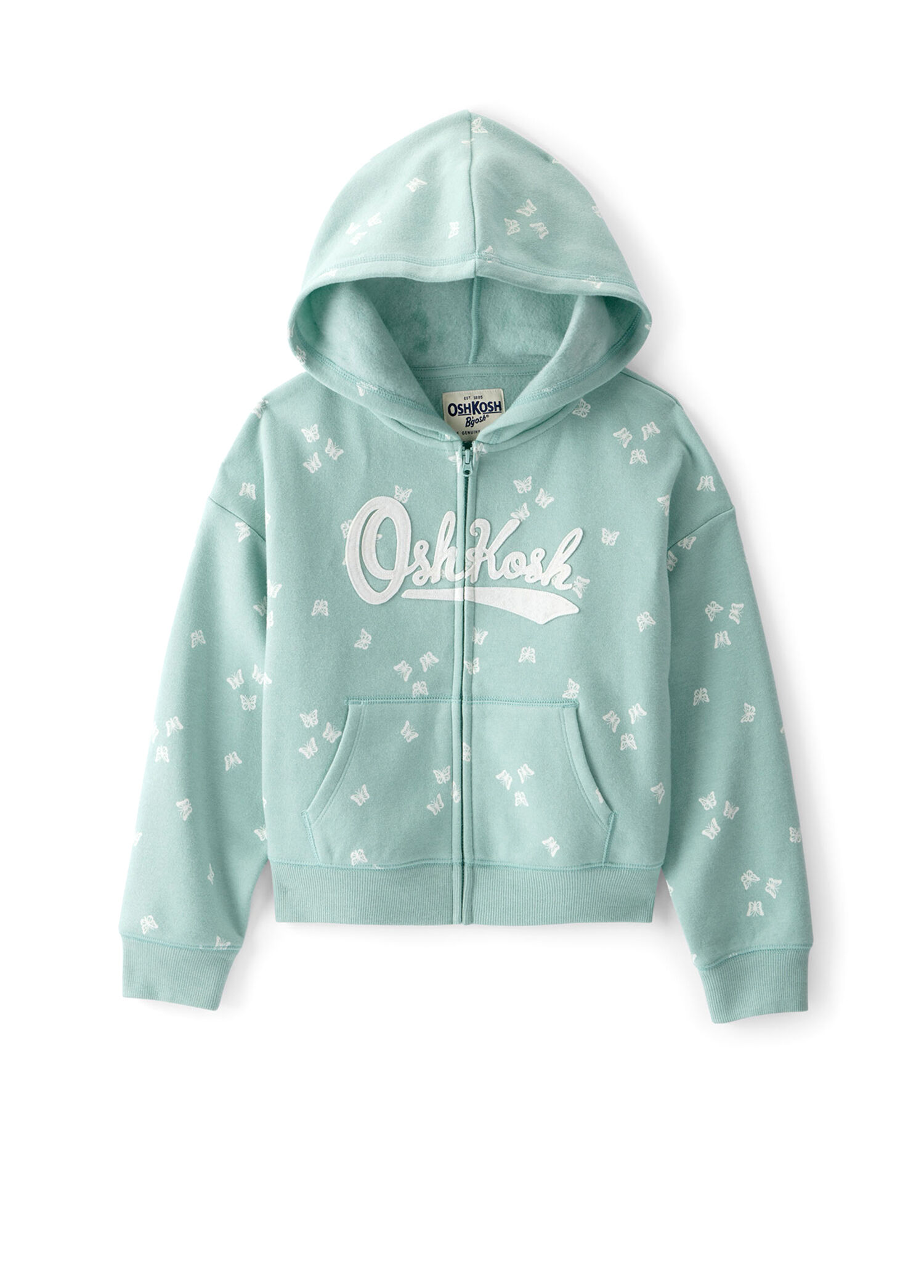 Yeşil Kapüşonlu Fermuarlı Kız Çocuk Sweatshirt