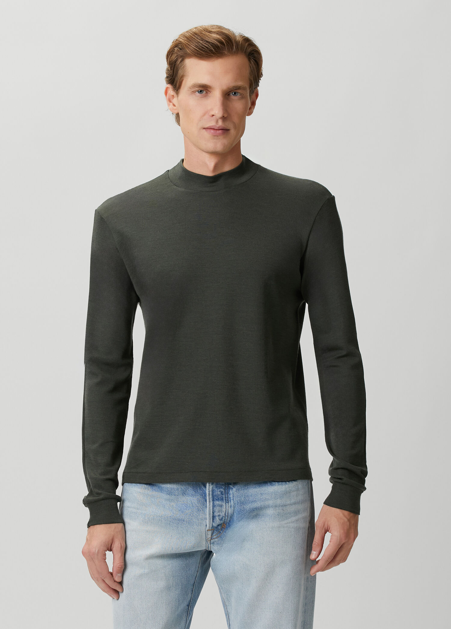 Yeşil Uzun Kollu Yün T-shirt