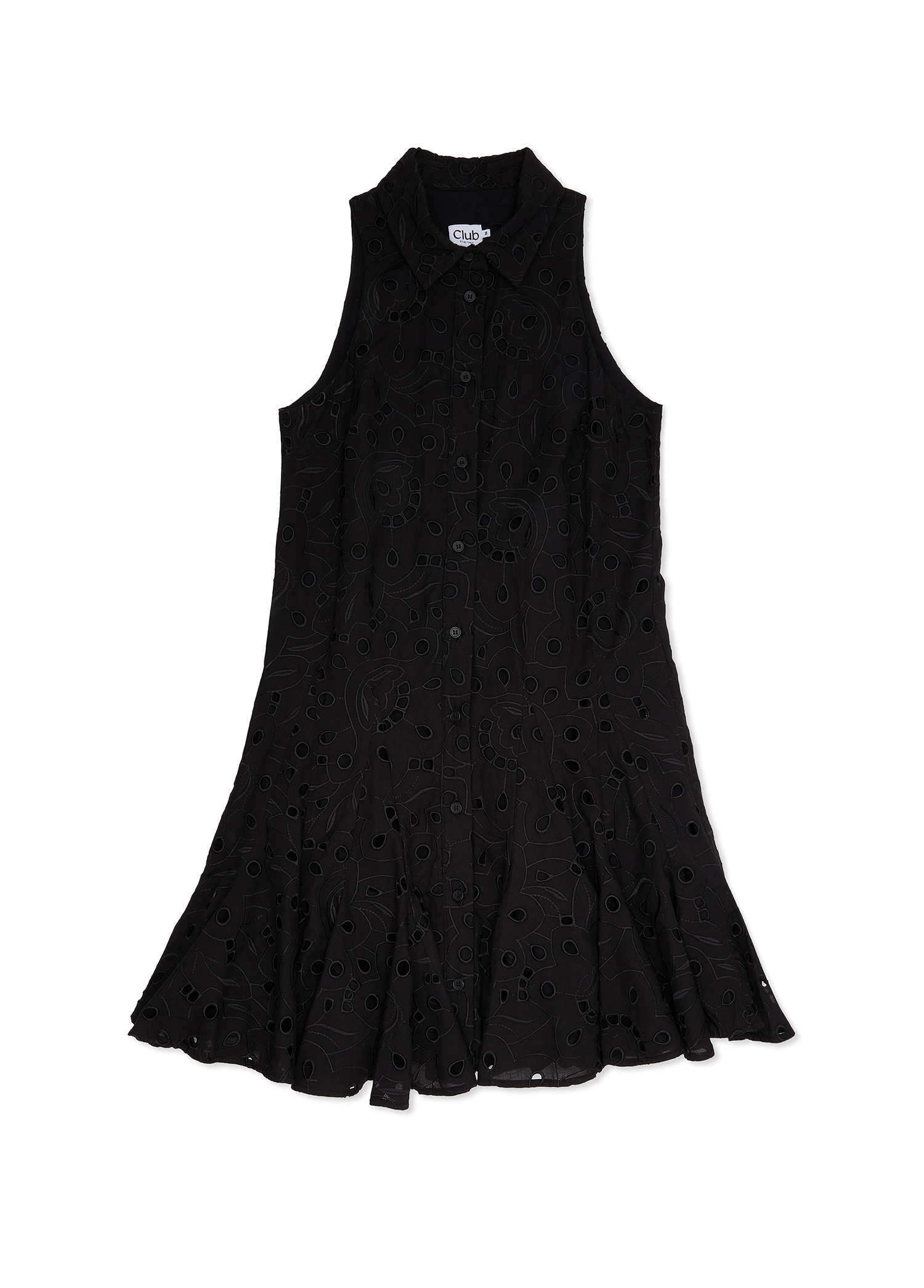 Siyah Nakışlı Mini Elbise_6