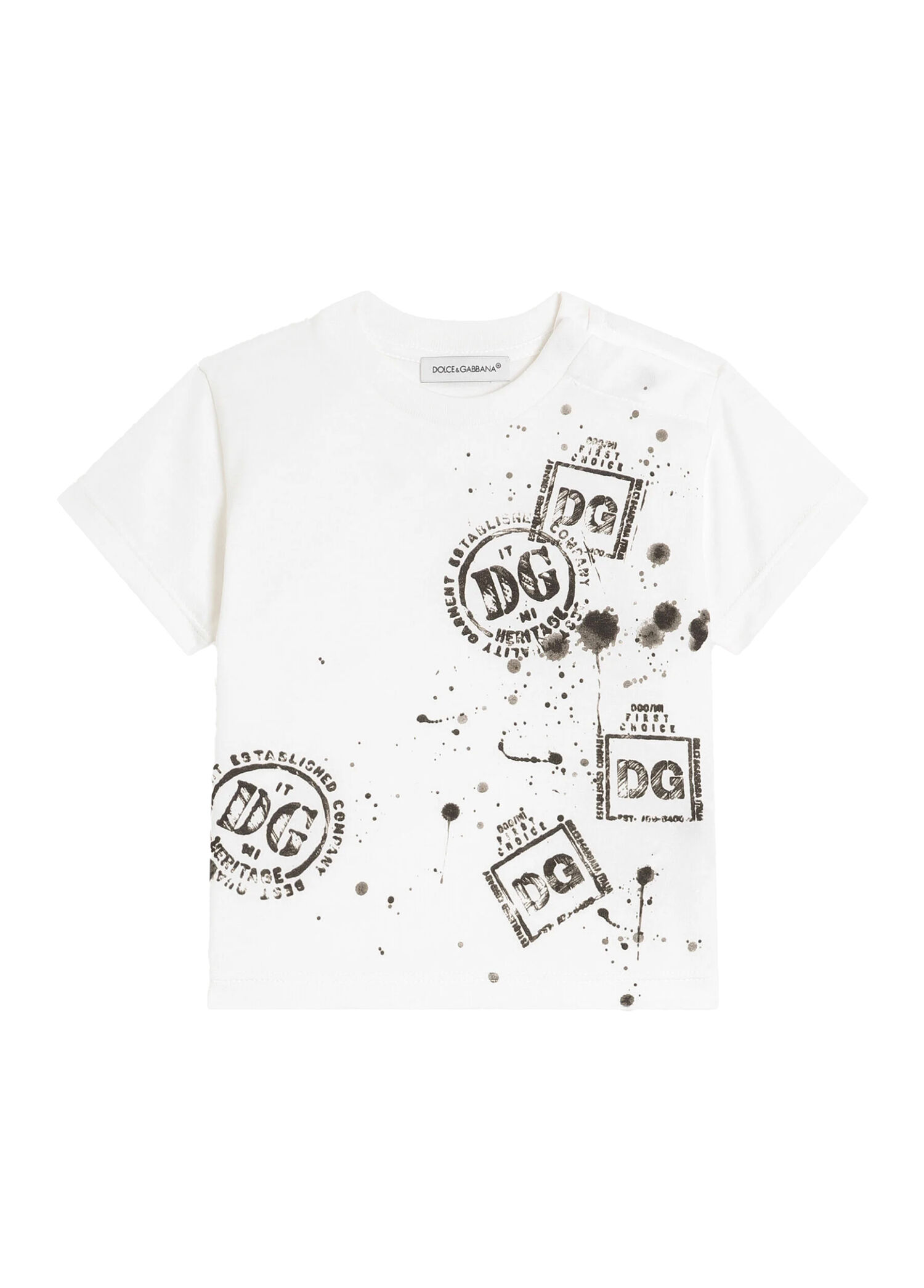 Beyaz Logo Baskılı Erkek Bebek T-shirt