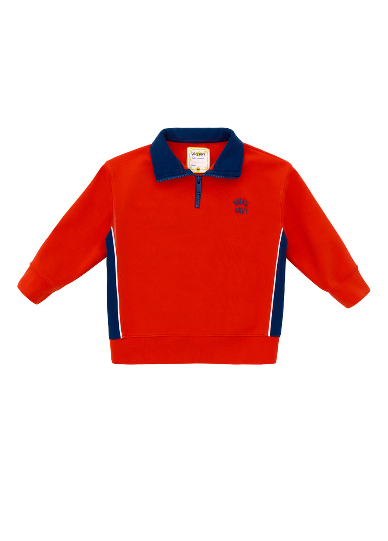 Turuncu Dik Yaka Yarım Fermuarlı Erkek Çocuk Sweatshirt