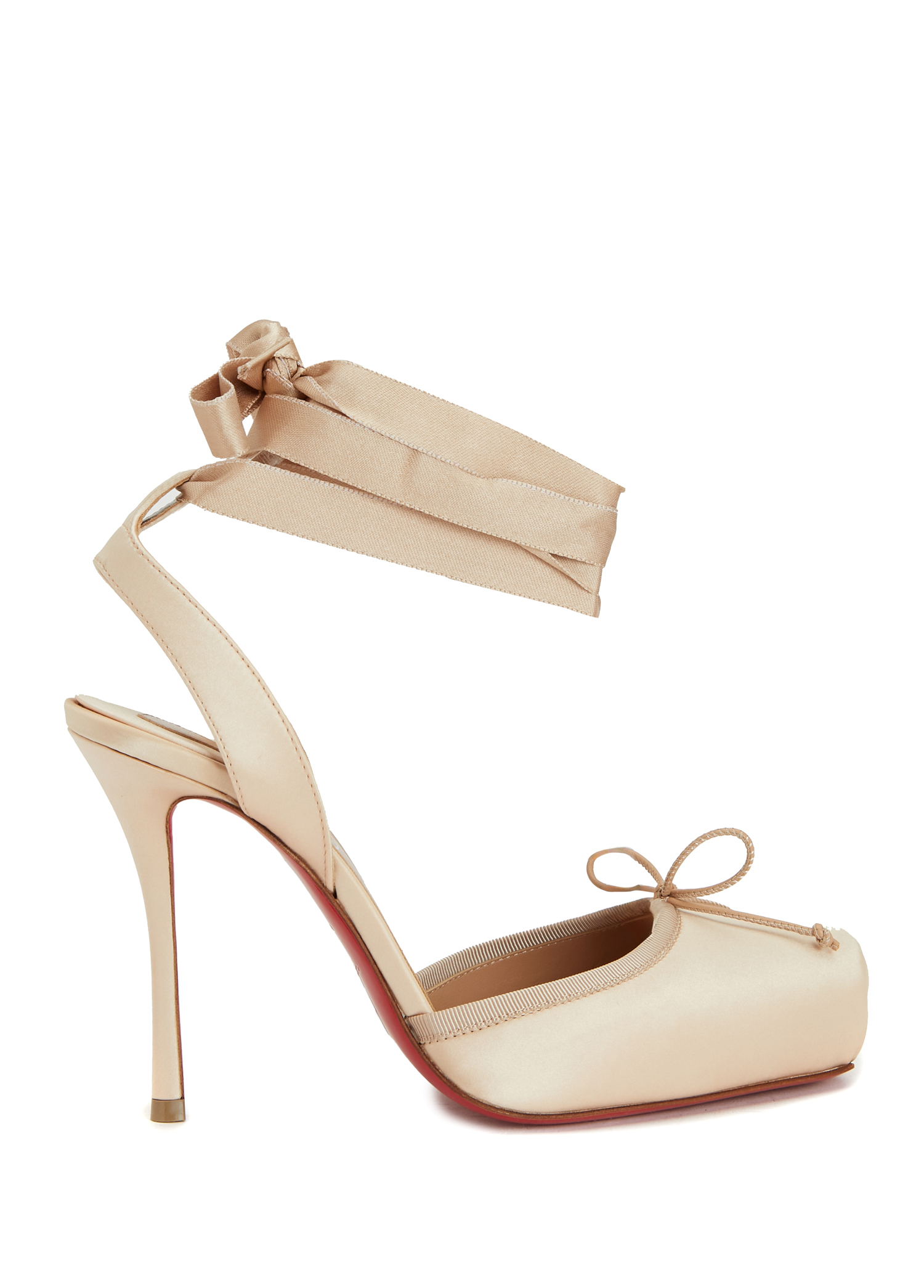 Christian Louboutin Cassia Nude Silk Heels