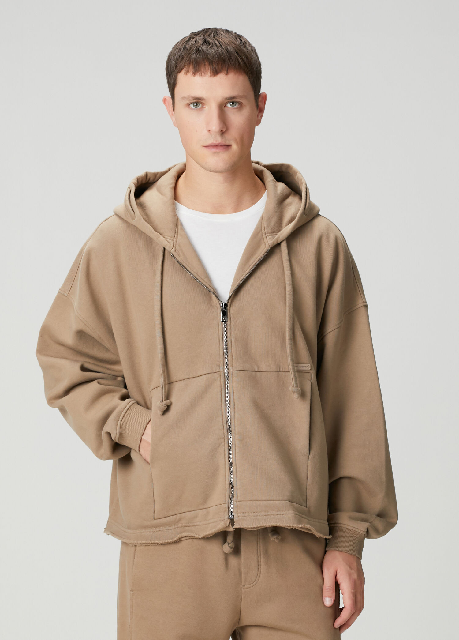Bej Kapüşonlu Sweatshirt