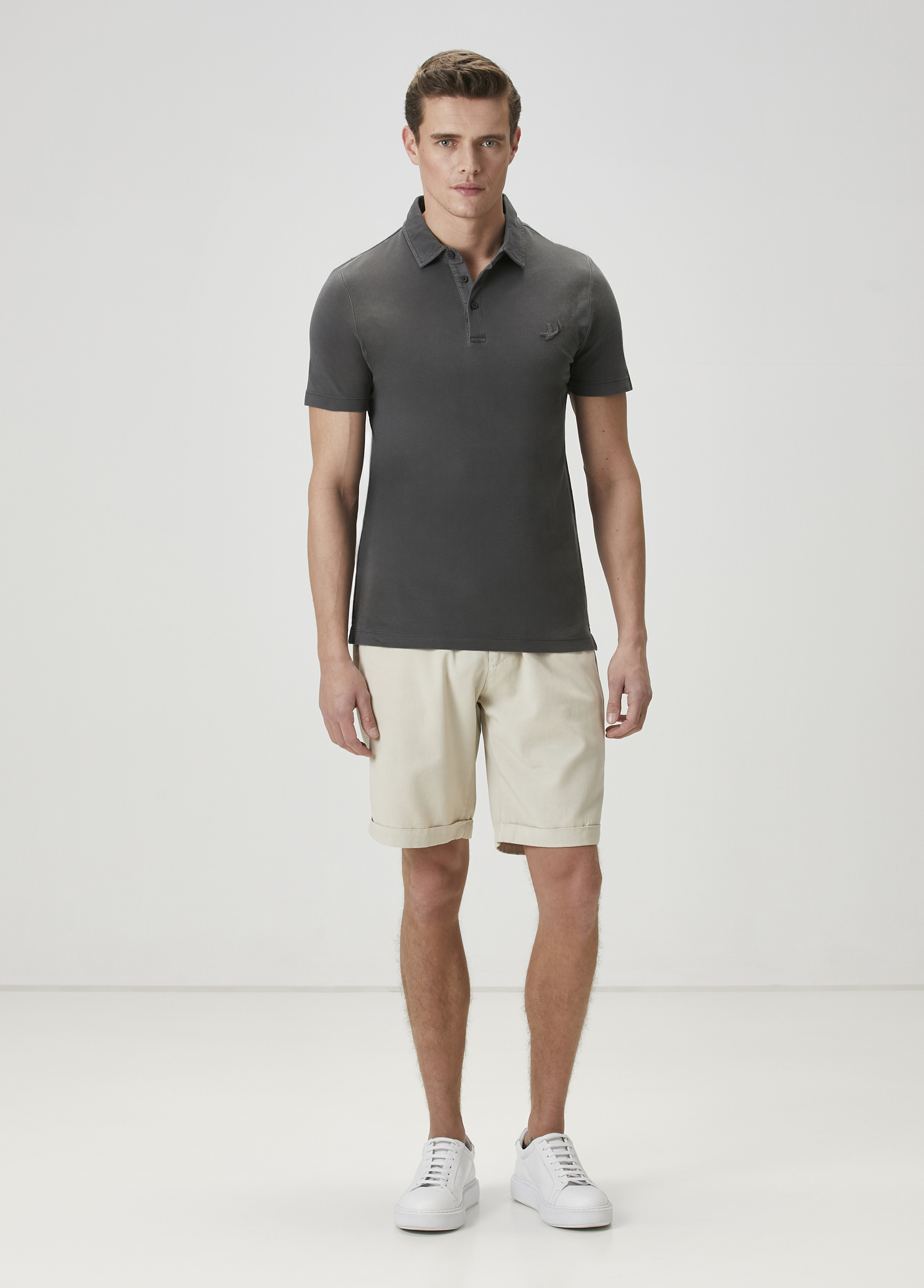 Comfort Fit Antrasit Polo Yaka T-shirt_2
