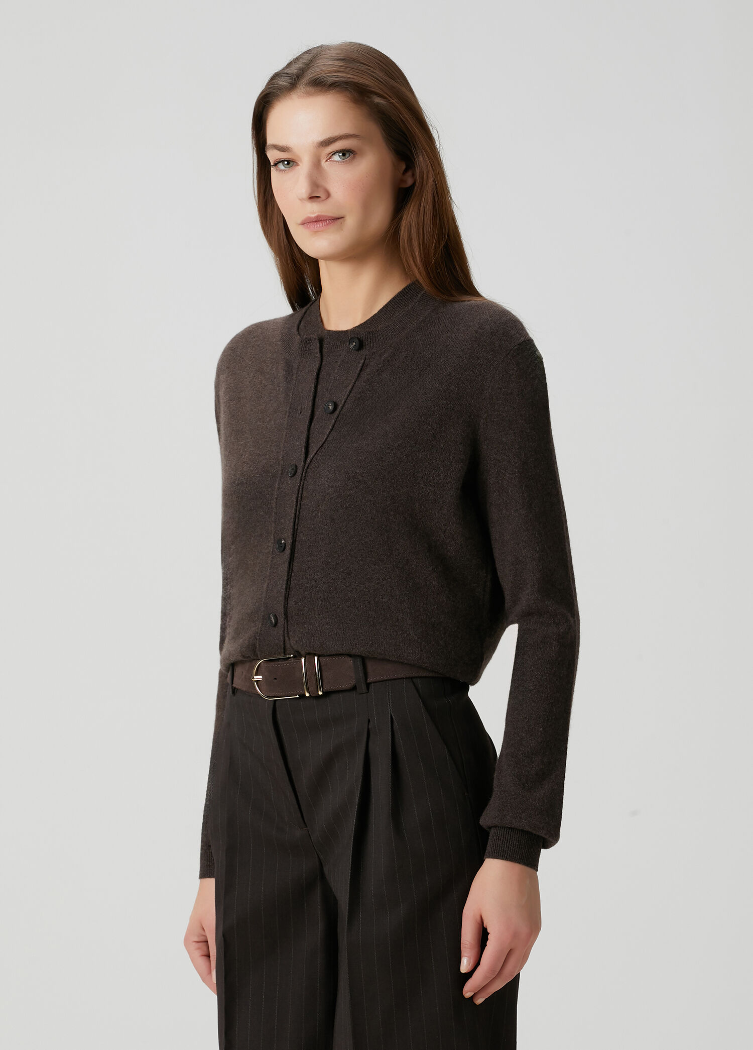 【INTÉRIM】NATURAL BROWN CASHMERE CARDIGAN Ferragamo - Brown Cashmere Knit Cardigan