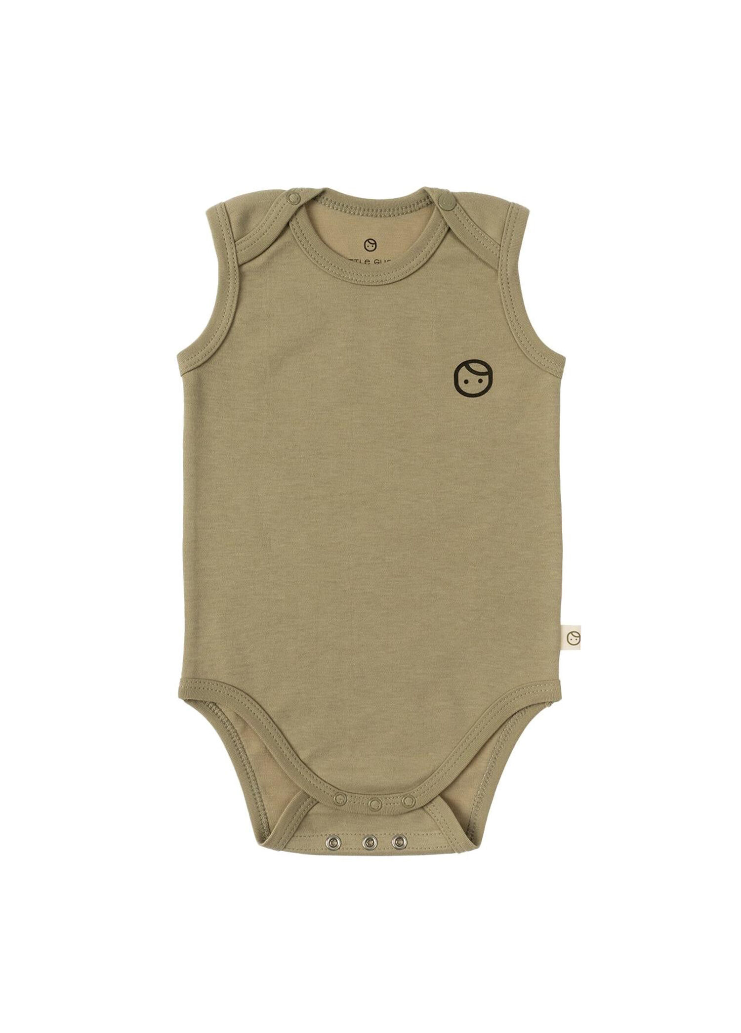 Haki Organik Pamuk Gusto Baskılı Ayarlanabilir Çıtçıtlı Unisex Bebek Atlet Body