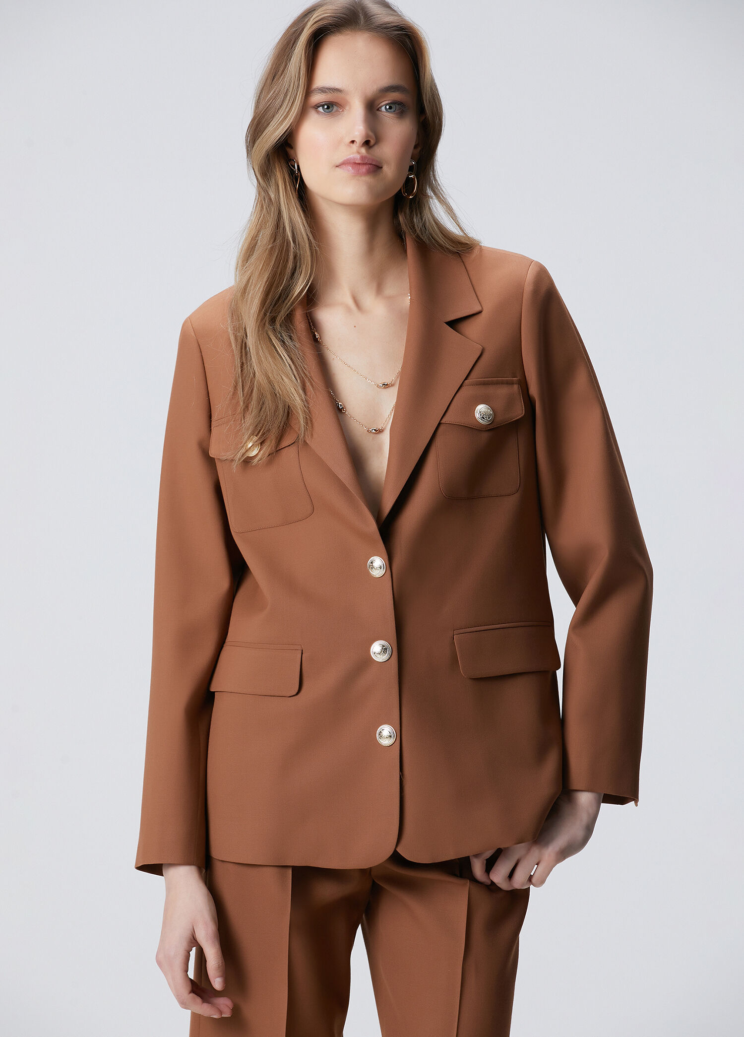 Camel Yün Karışımlı Ceket