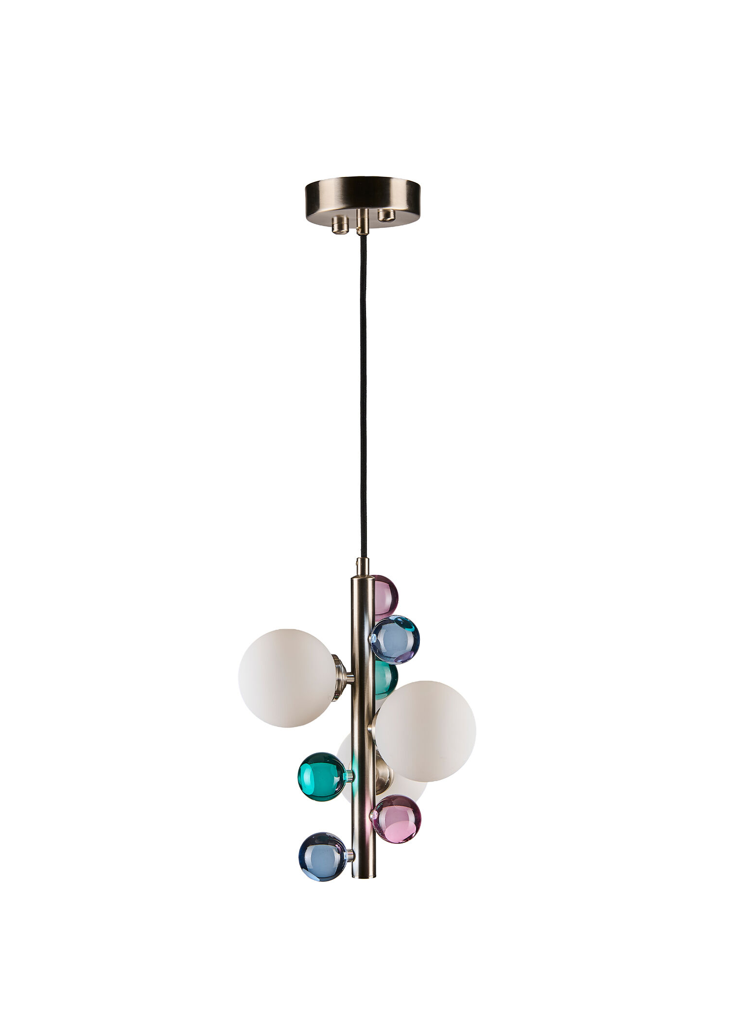 Bubble Lamp Soft Mat Krom Opak Metal Sarkıt Avize