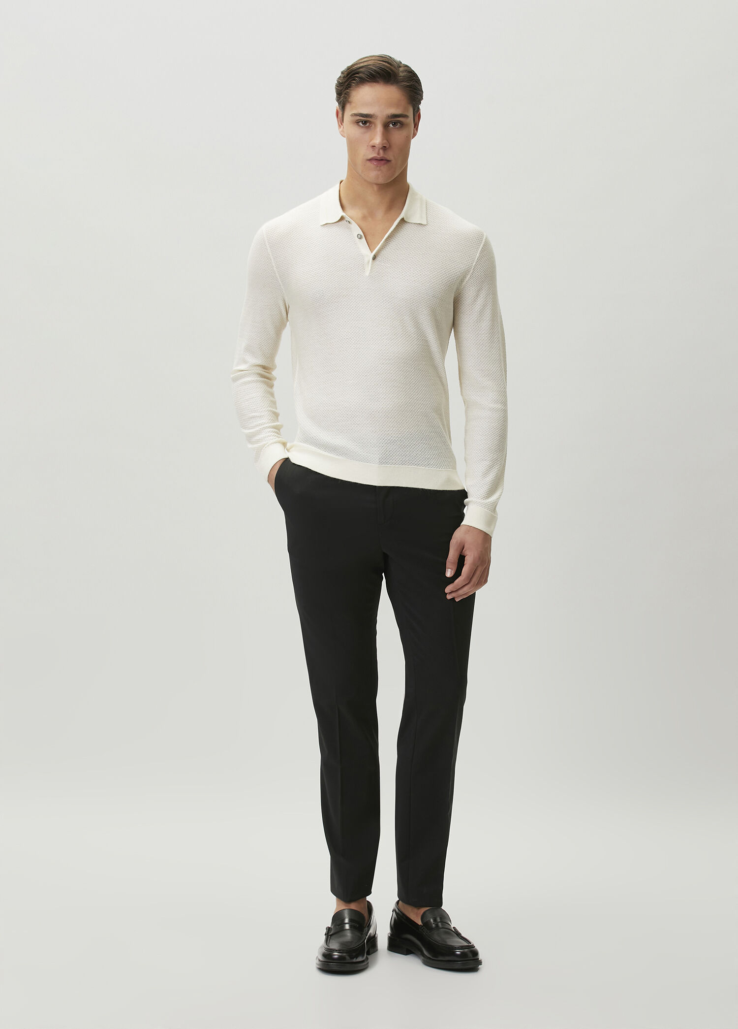 Slim Fit Black Wool Pants