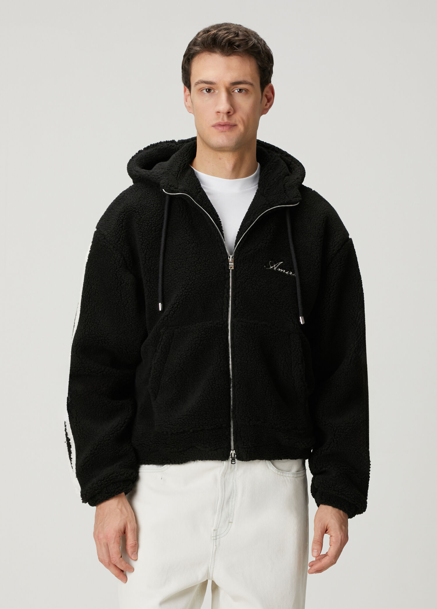 Bones Siyah Kapüşonlu Fleece Mont