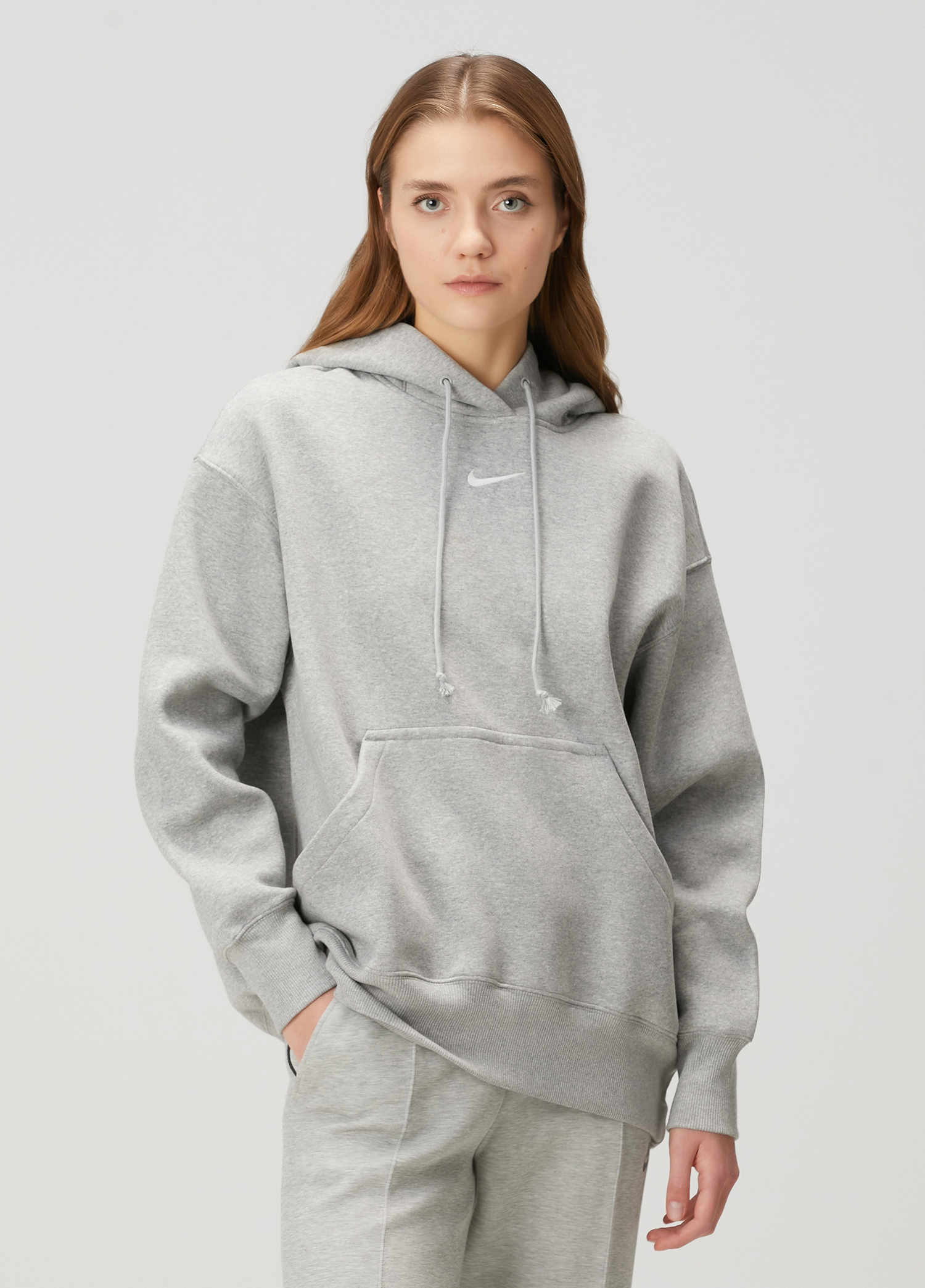 Phoenix Gri Siyah Kapüşonlu Oversize Sweatshirt