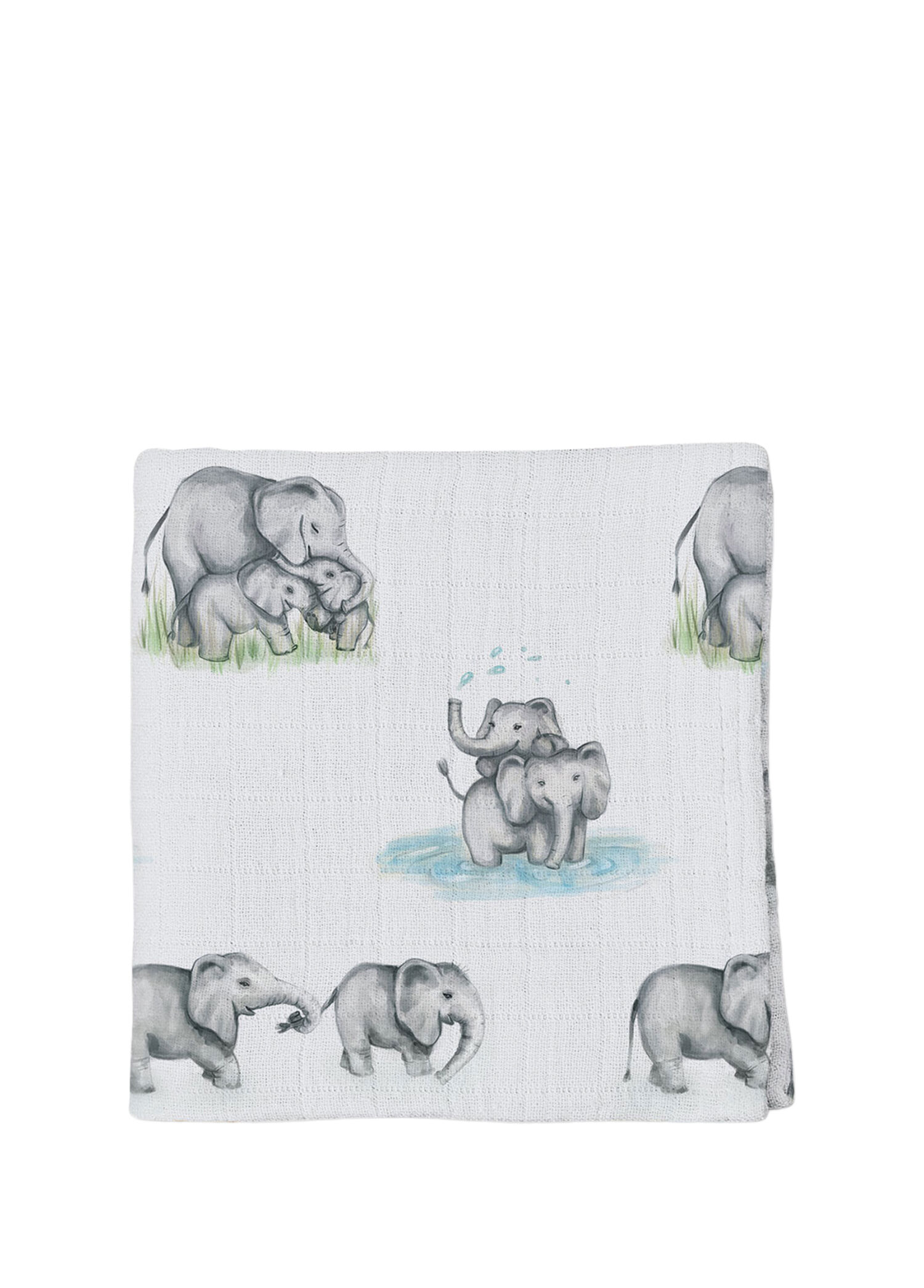 Les Elephants Desenli Müslin Bebek Örtüsü