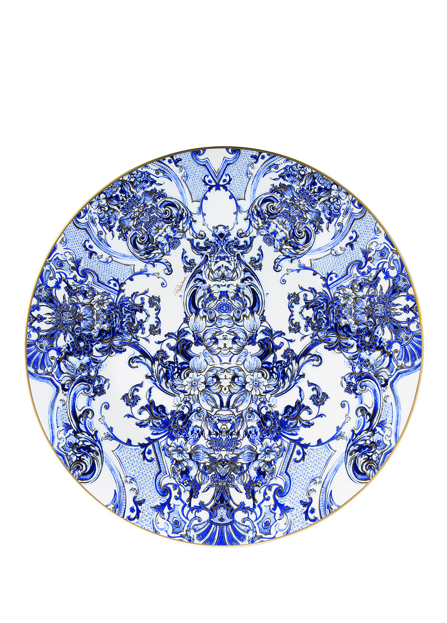 Azulejos Mavi Beyaz Desenli Porselen Servis Tabağı ve Supla 32 cm