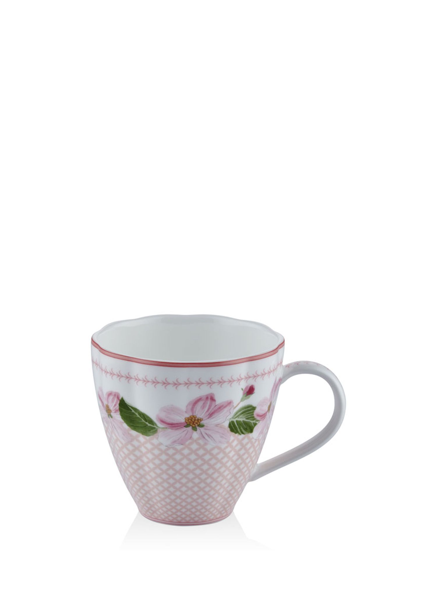 Tea Delight - Horticool Pembe Desenli Bone China Kupa - Pembe