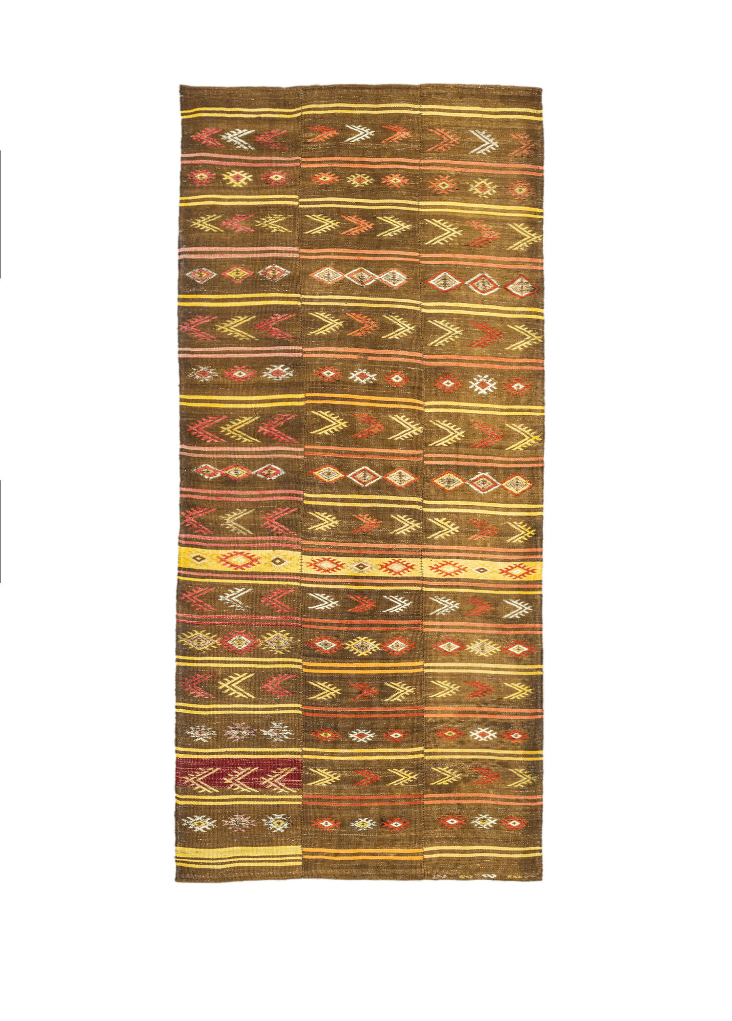 Brownish Çubuklu Üç Kanat Kilim 170x389 cm