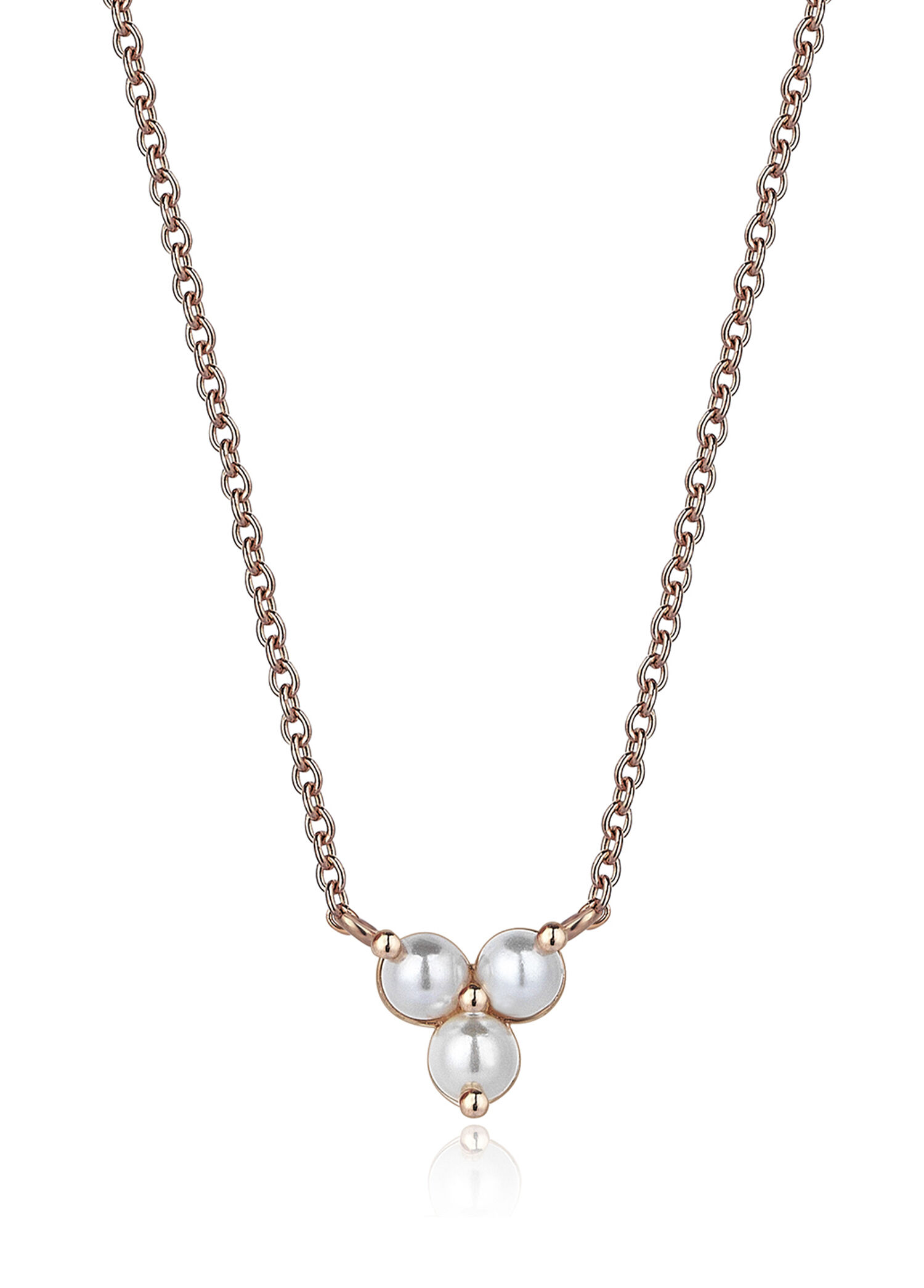 Three Pearl 14 Carat Rose Gold Women's Necklace