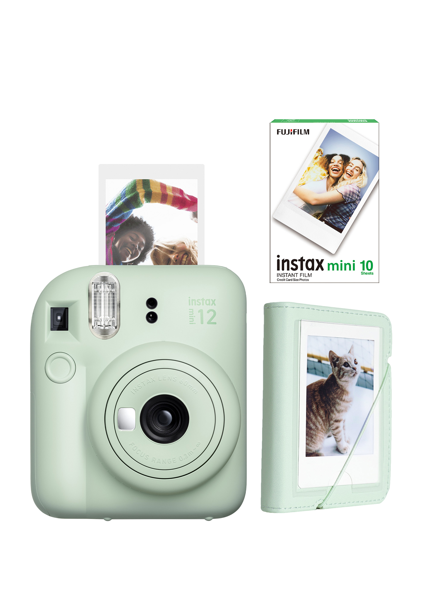 Instax Mini 12 Yeşil Fotoğraf Makinesi + 10'lu Film ve Mini Albüm Seti