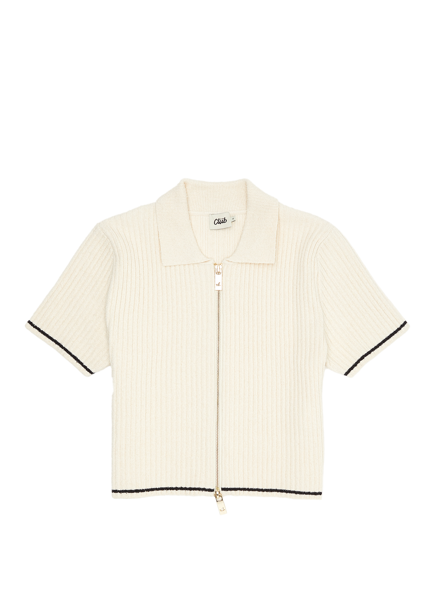 Ekru Crop Polo Hırka_6