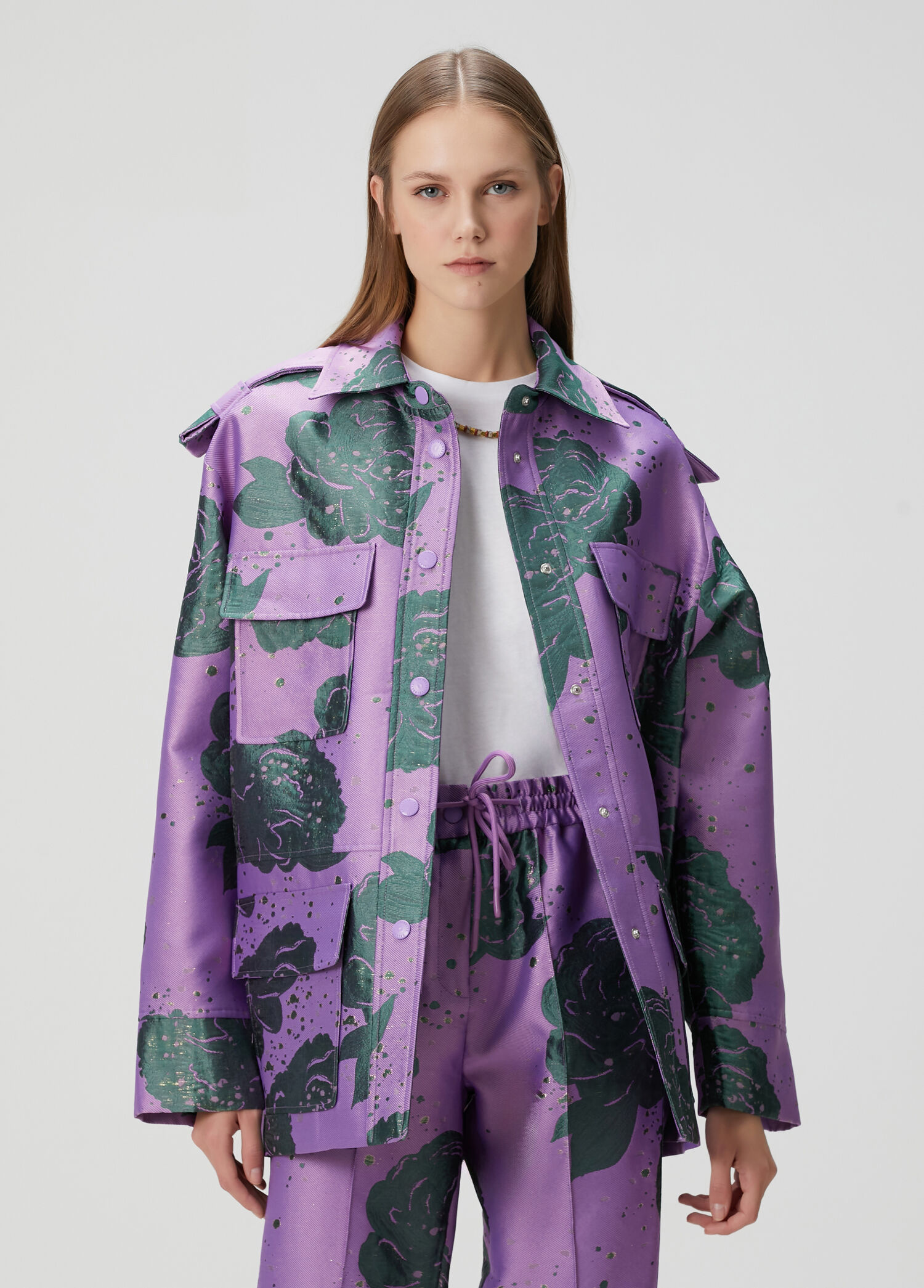 Purple Ruffle Jacket Coloreve - Purple Floral Jacket
