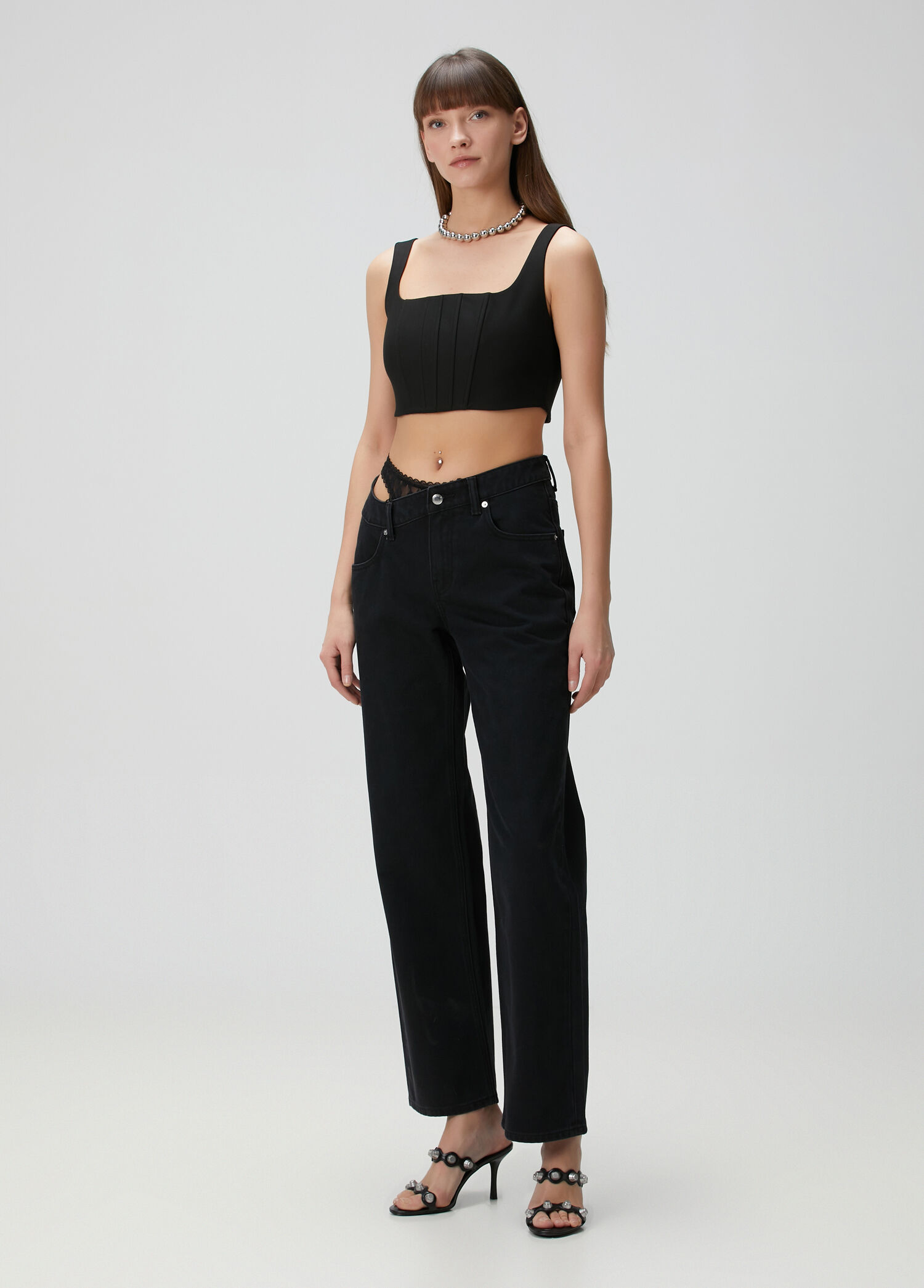 Pre-Styled Siyah Jean Pantolon