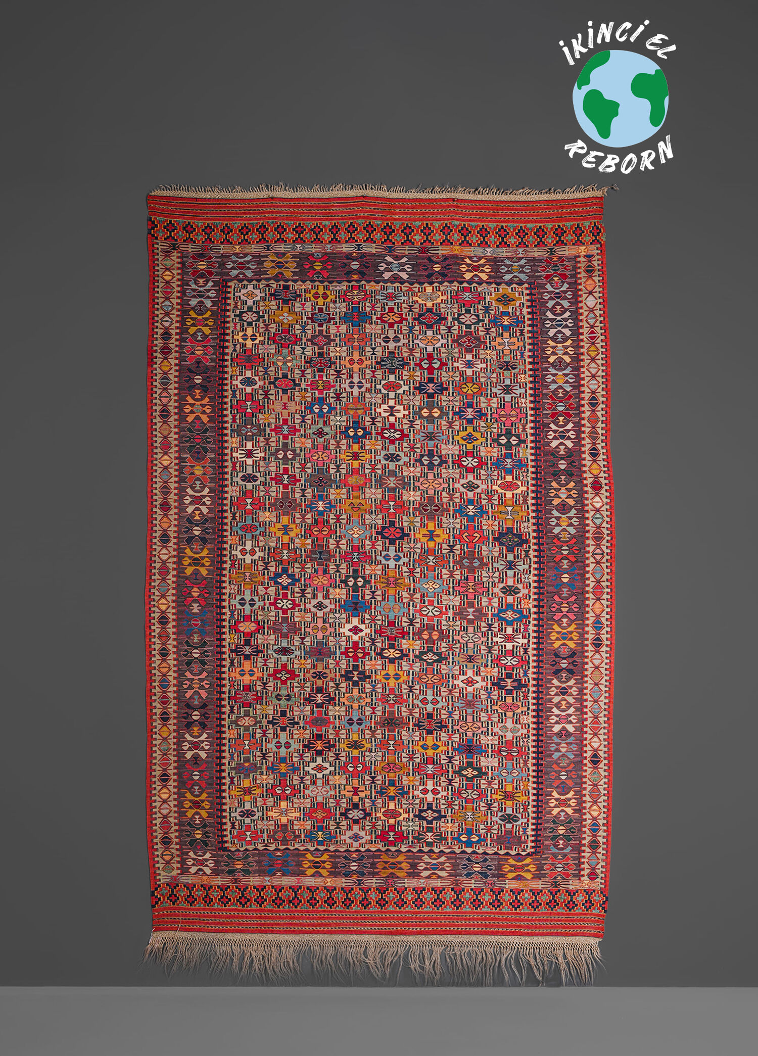 1980 Nuzumla Desenli El Dokuma Kilim 147 x 193 cm