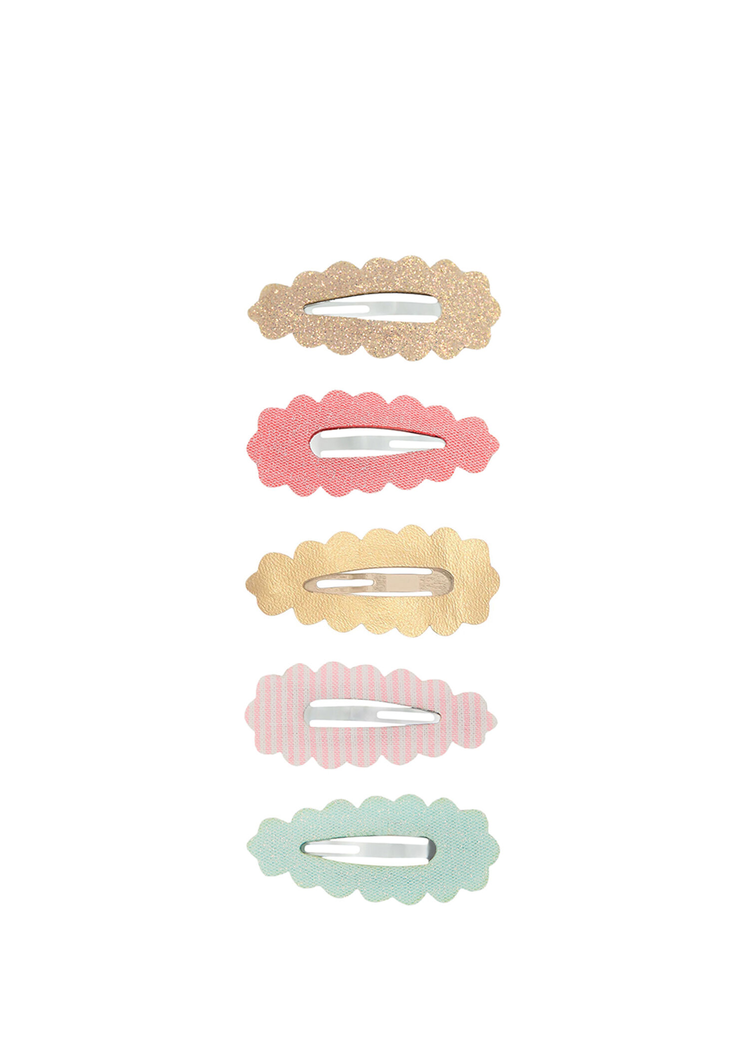 Scalloped Edge Renkli Mini Kız Çocuk 5'li Toka