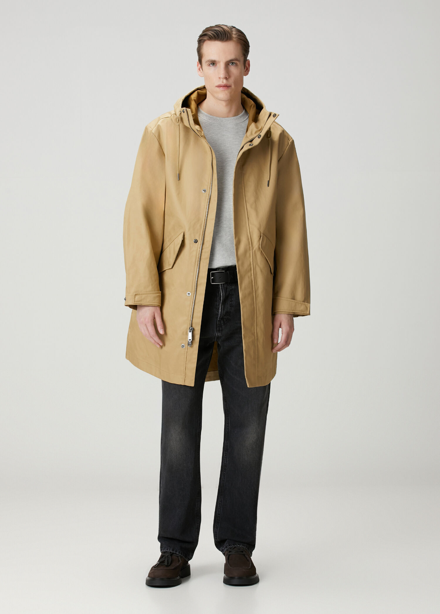 Bonded Kahverengi Kapüşonlu Parka