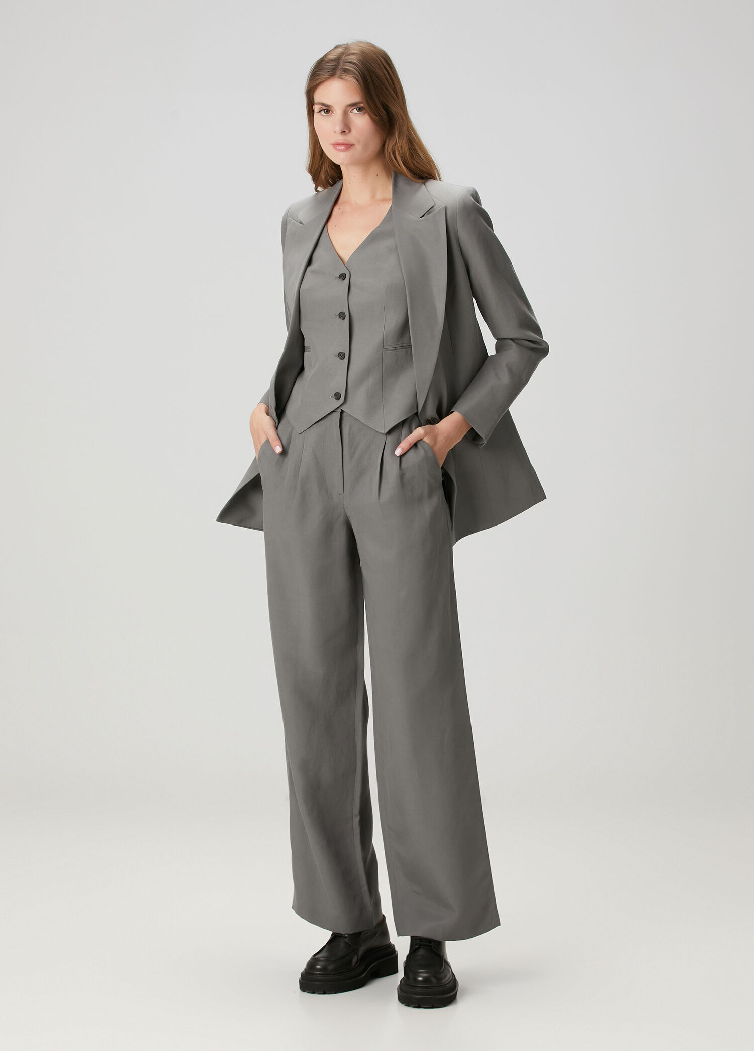 Averie Gri Wide Leg Pantolon