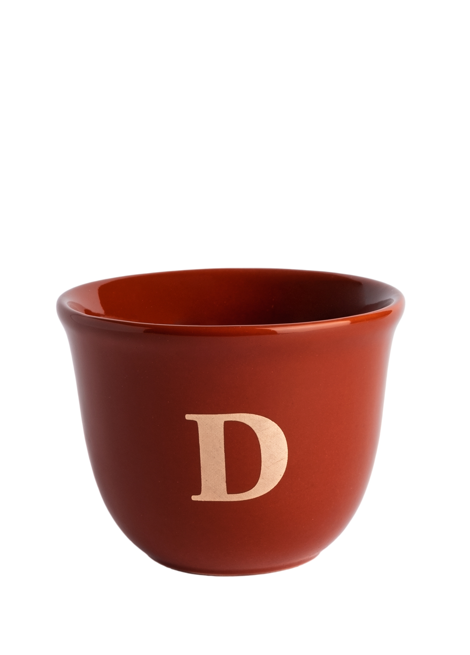 D Harfli Monogram Kiremit Rengi Seramik Espresso Fincanı