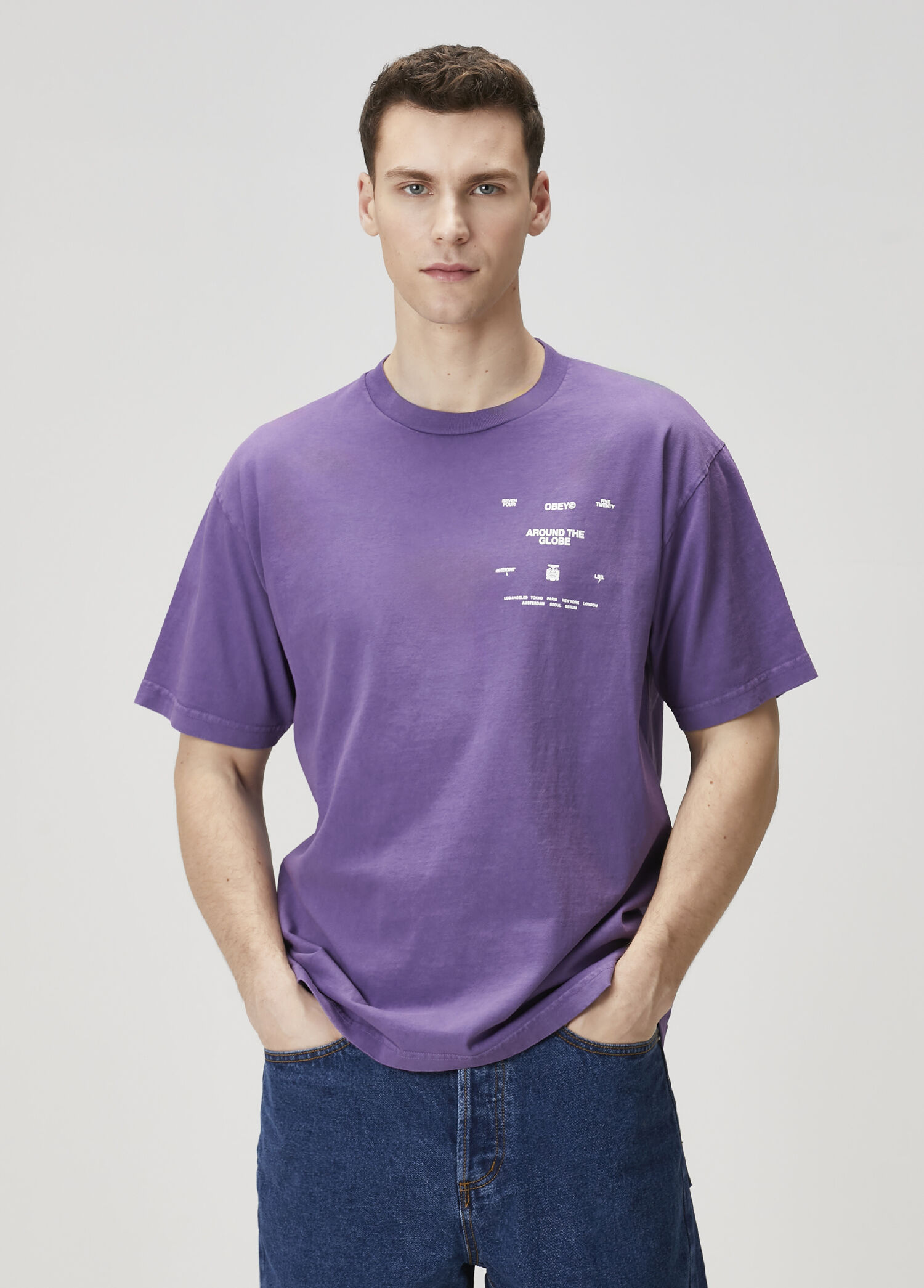 Mor Baskılı T-shirt