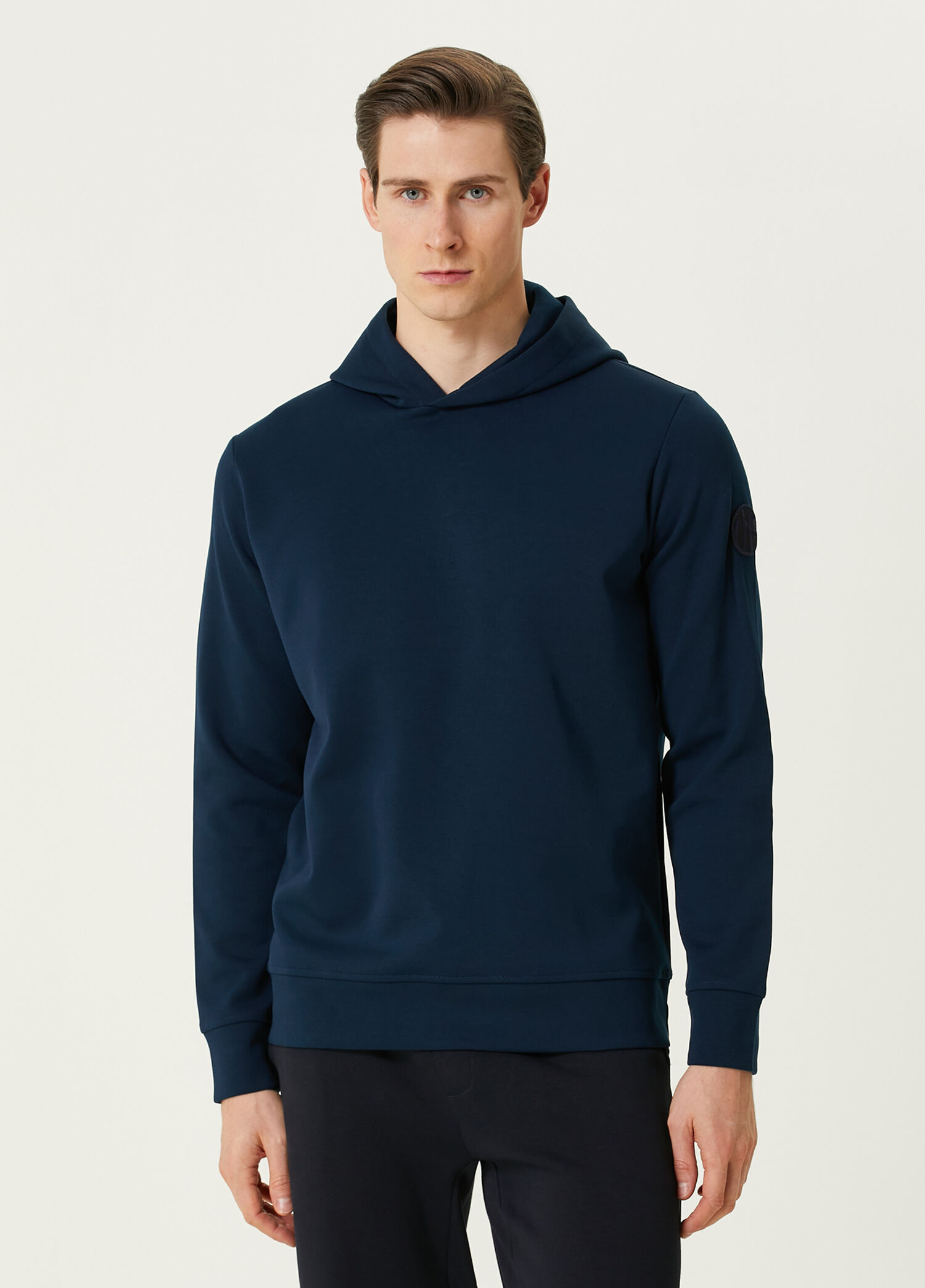 Koyu Mavi Logo Nakışlı Sweatshirt