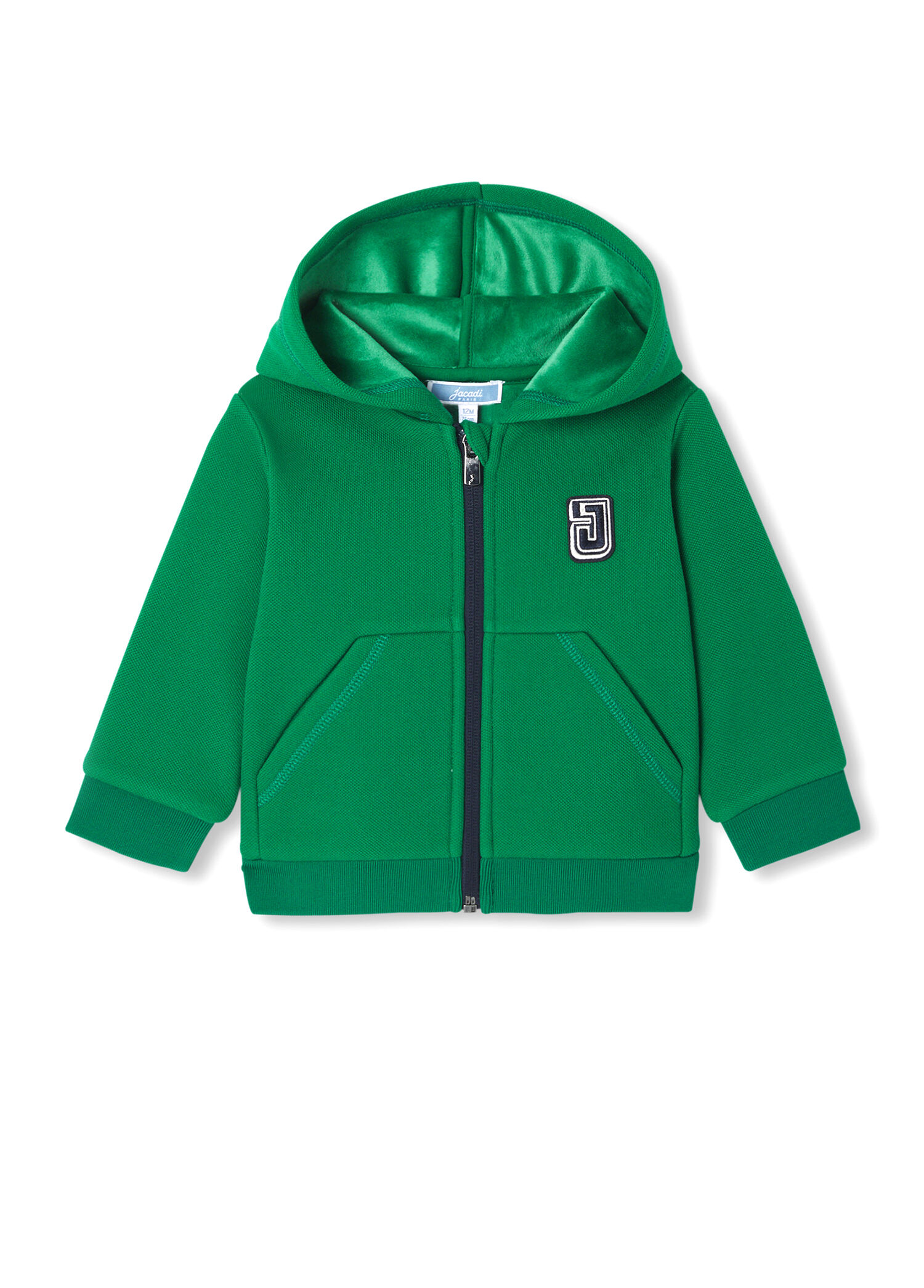 Yeşil Polar Kapüşonlu Fermuarlı Erkek Bebek Sweatshirt
