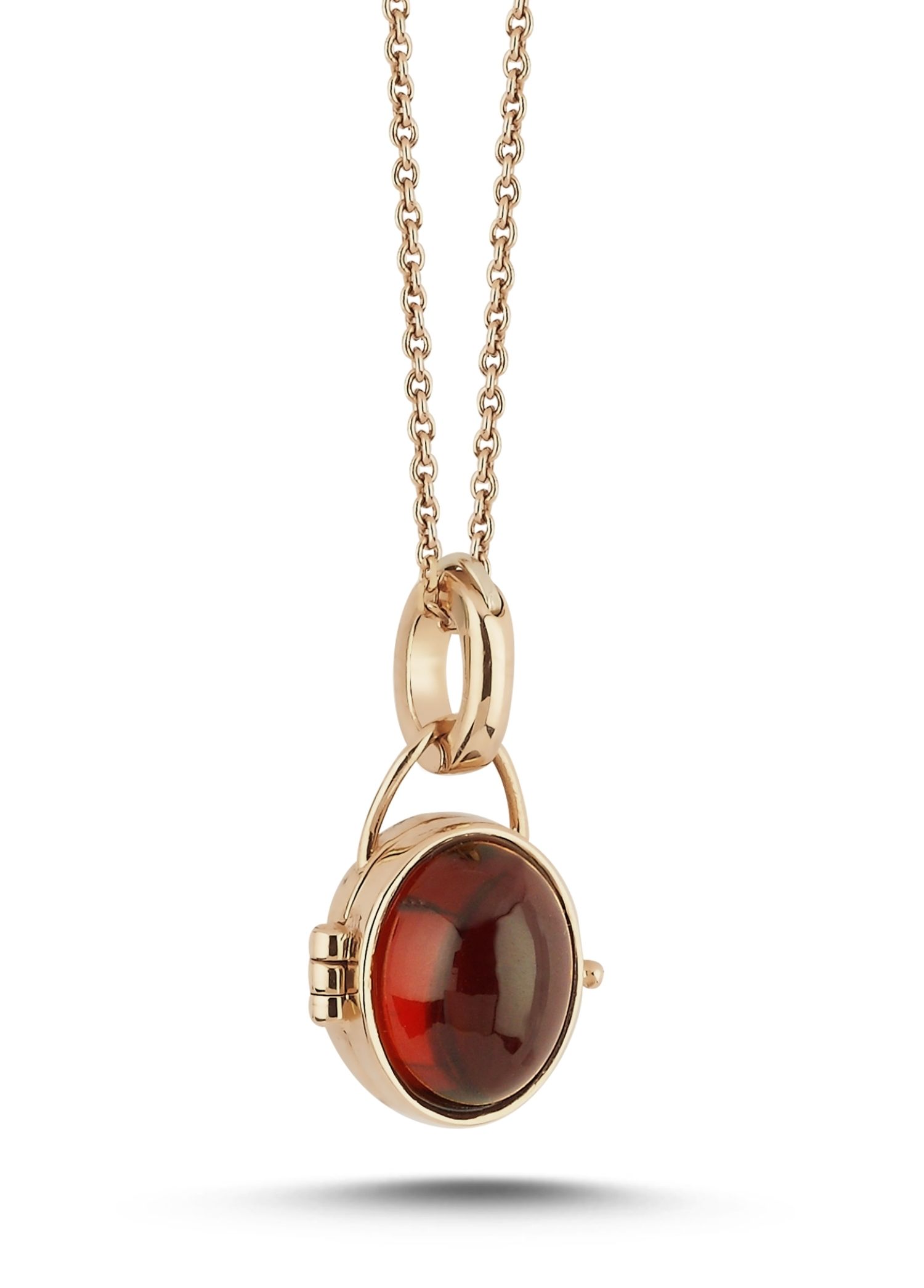 Gem Garnet Locket 14 Ayar Altın Kadın Charm