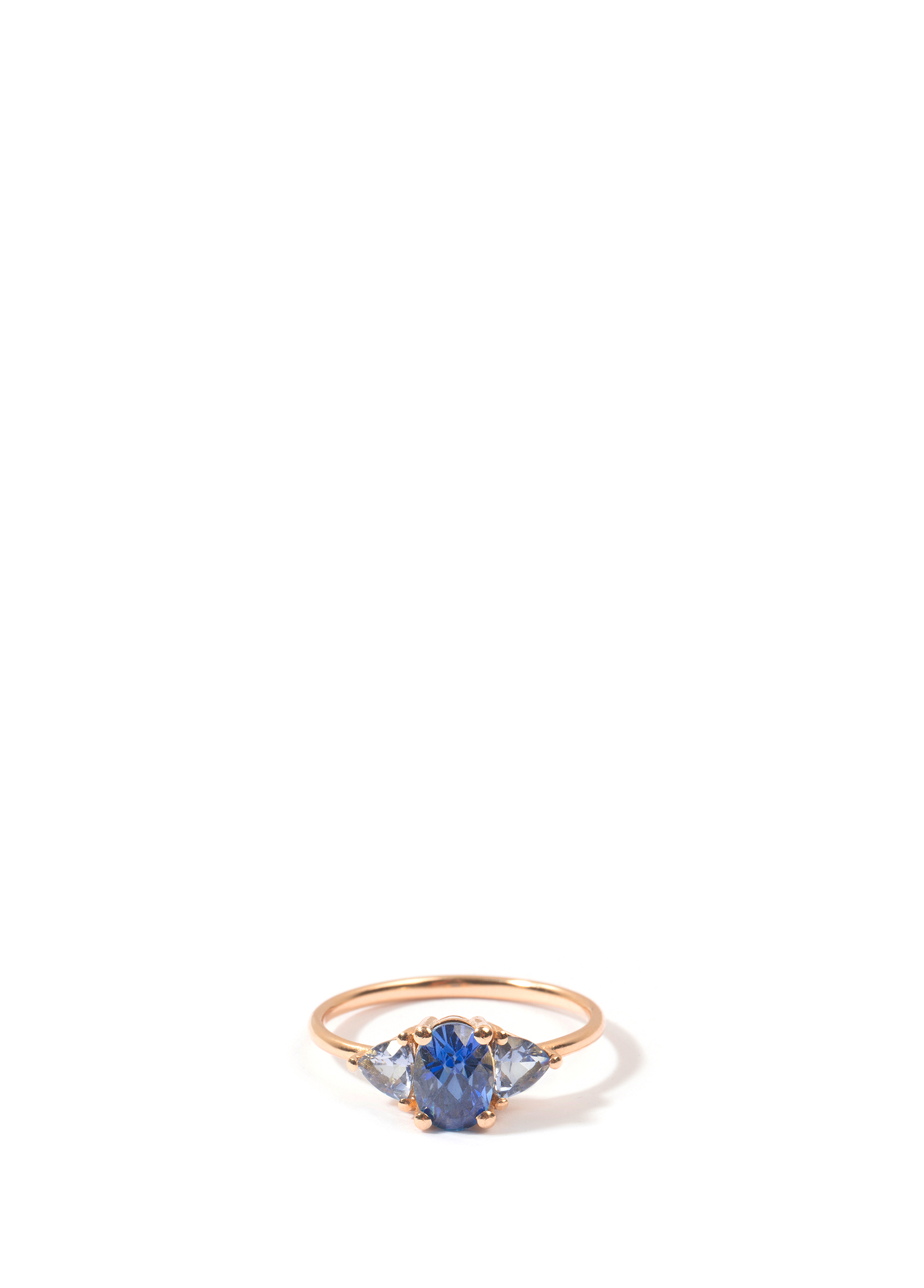 Diana Ring Blue Sapphire and Aquamarine 8 Ayar Rose Gold Kadın Altın Yüzük