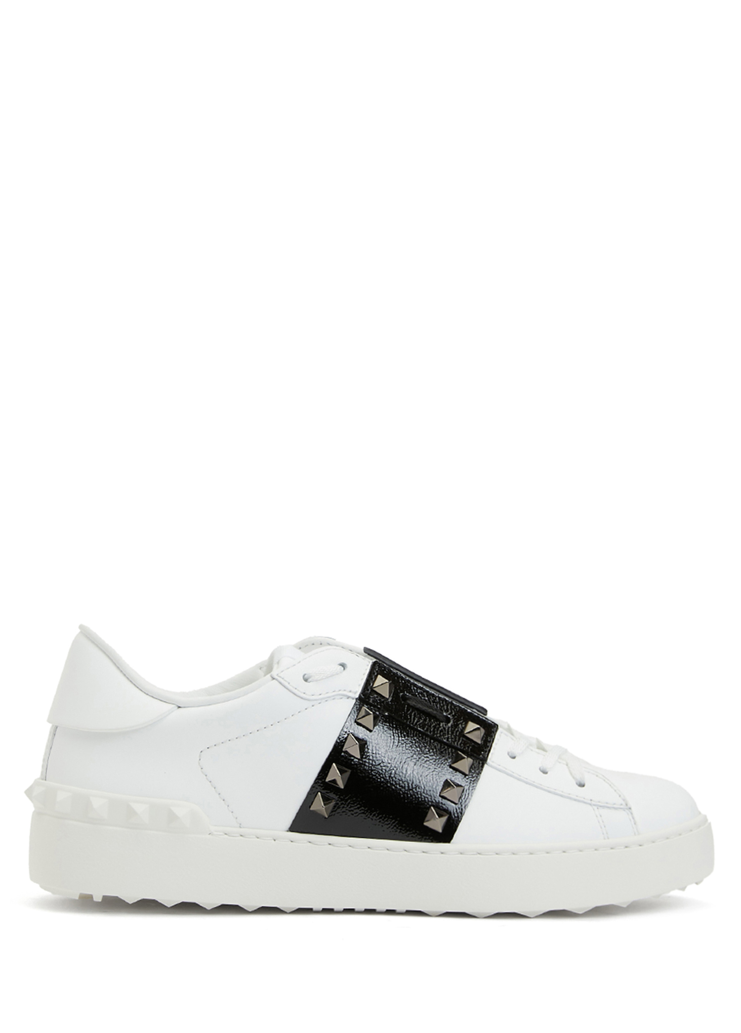 Rockstud Beyaz Siyah Kadın Deri Sneaker