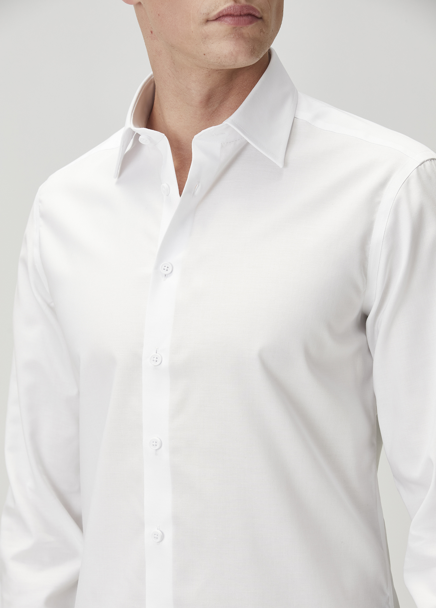 Slim Fit Beyaz Non-iron Oxford Gömlek_5