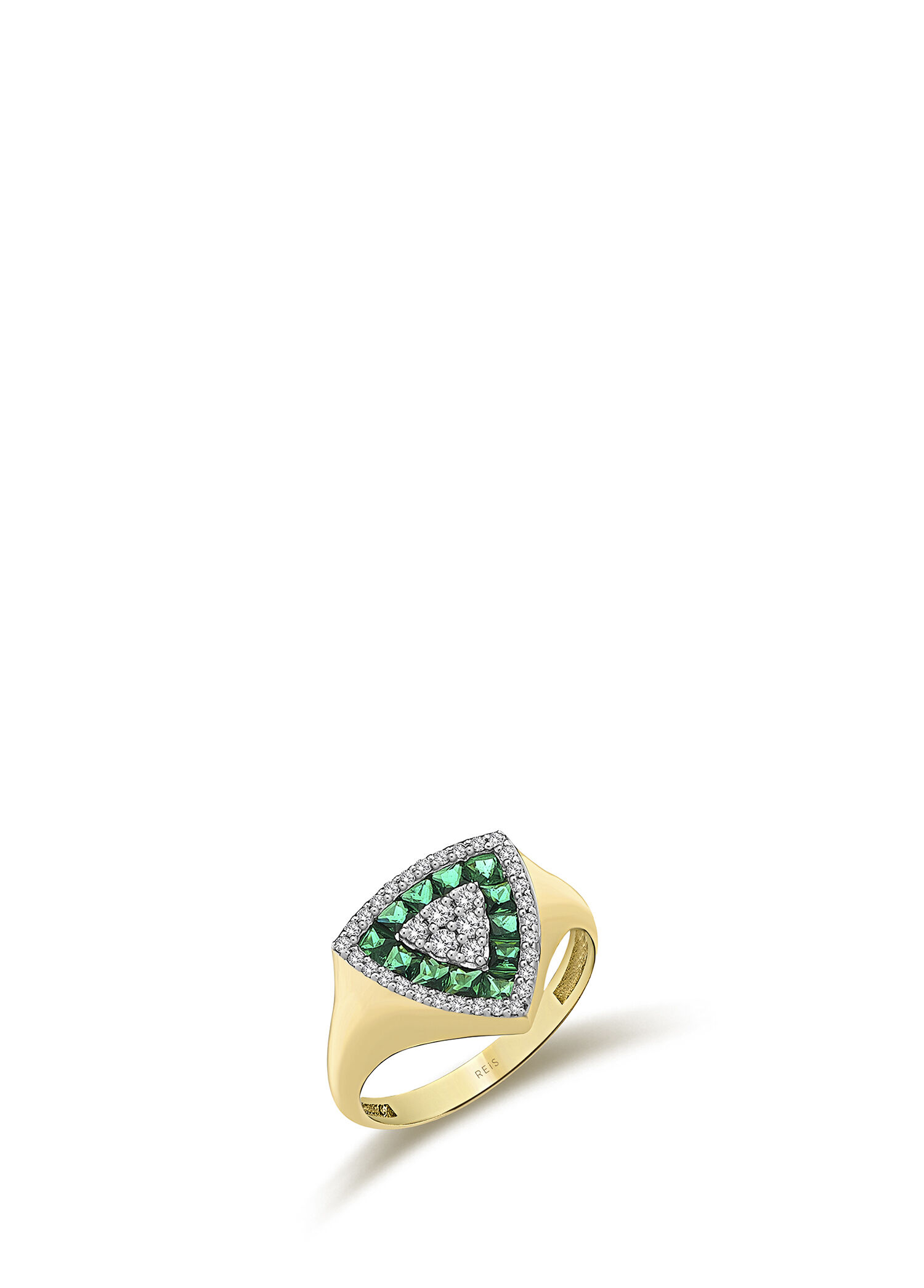 Desert Green Ring Pırlanta ve Zümrüt Taşlı 14 Ayar Pembe Altın Kadın Yüzük