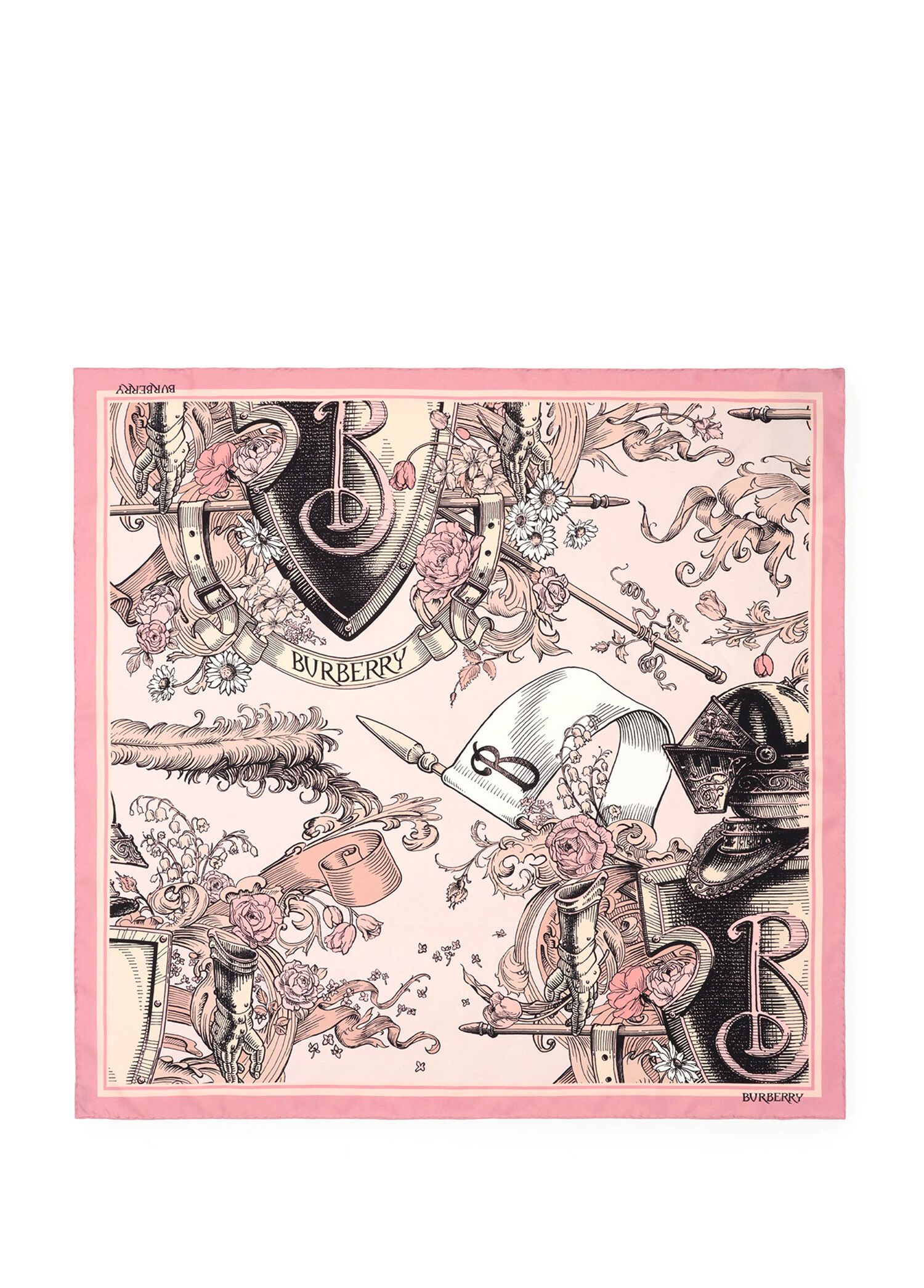 Etched Knight Silk Pembe İpek Kadın Eşarp