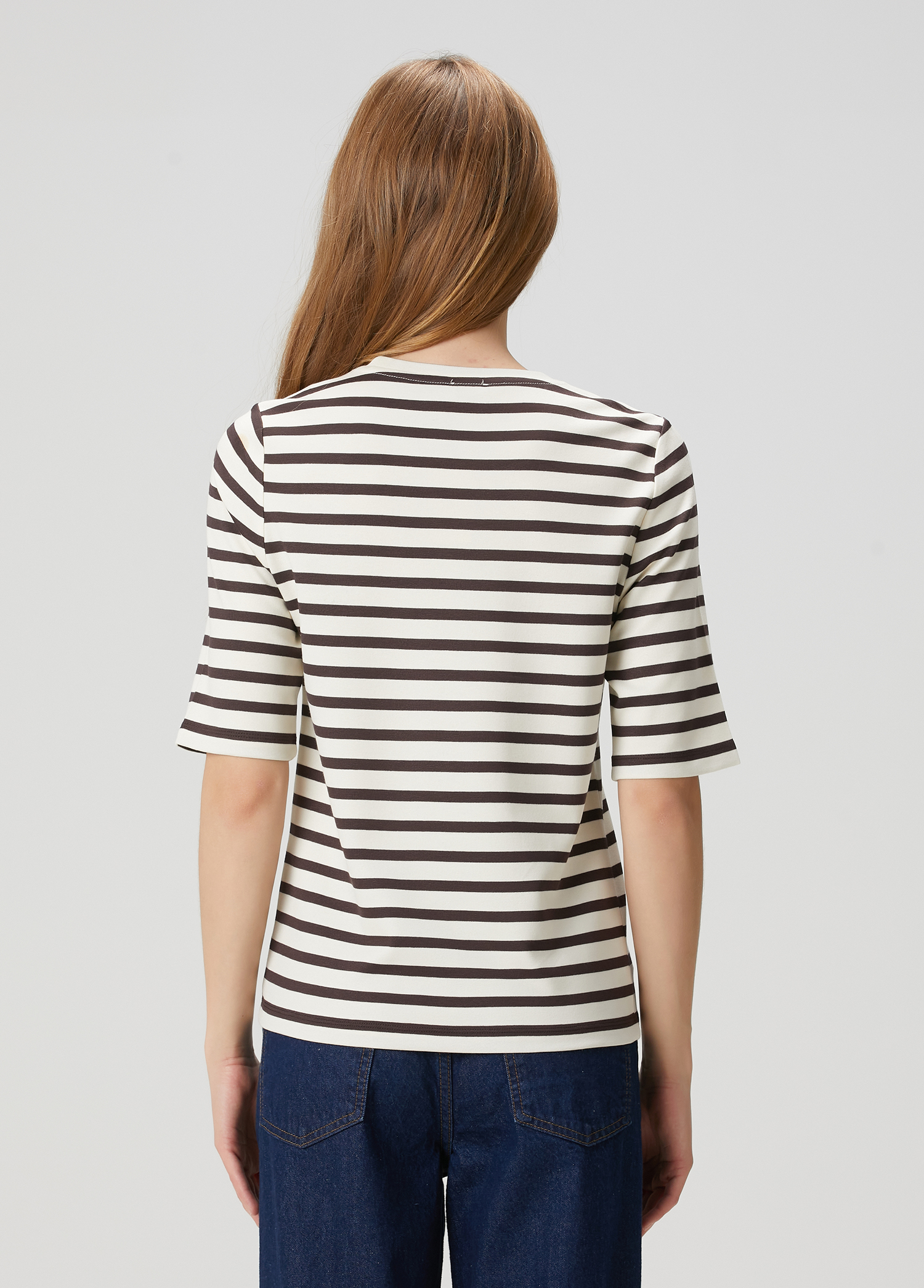 Bej Kahve Çizgili T-shirt_4