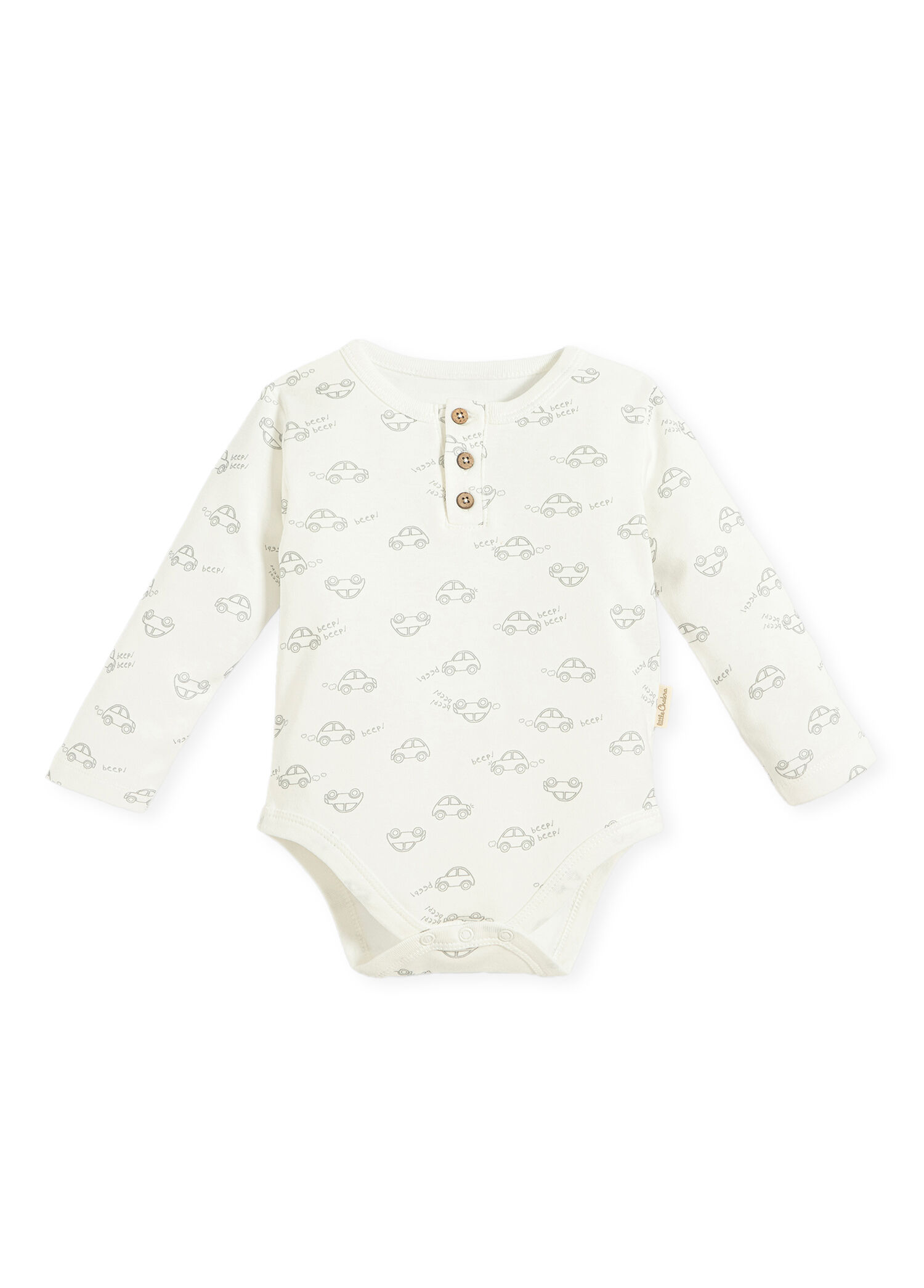 Little Driver Baskılı Ekru Unisex Bebek Body